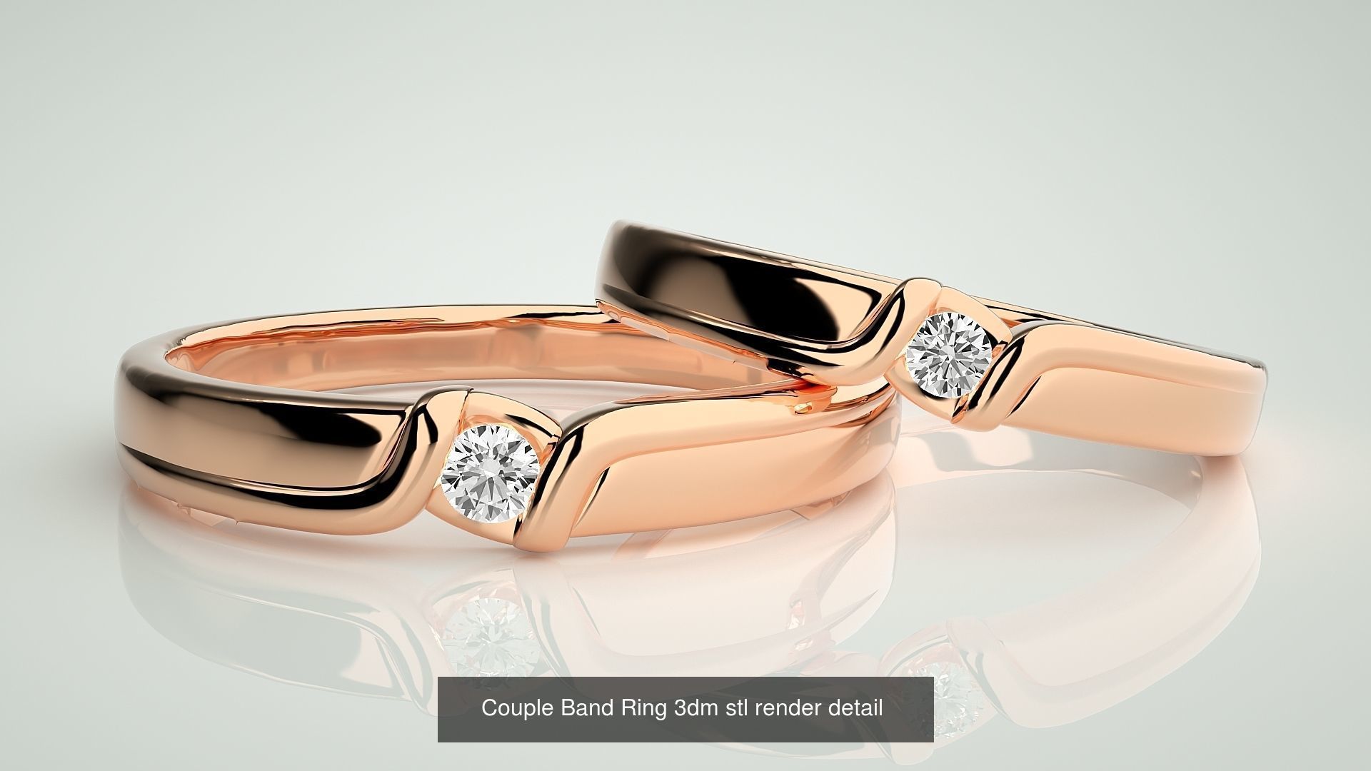 300 Couple Band Ring 3dm stl render detail Part-1 3D Model Collection_97