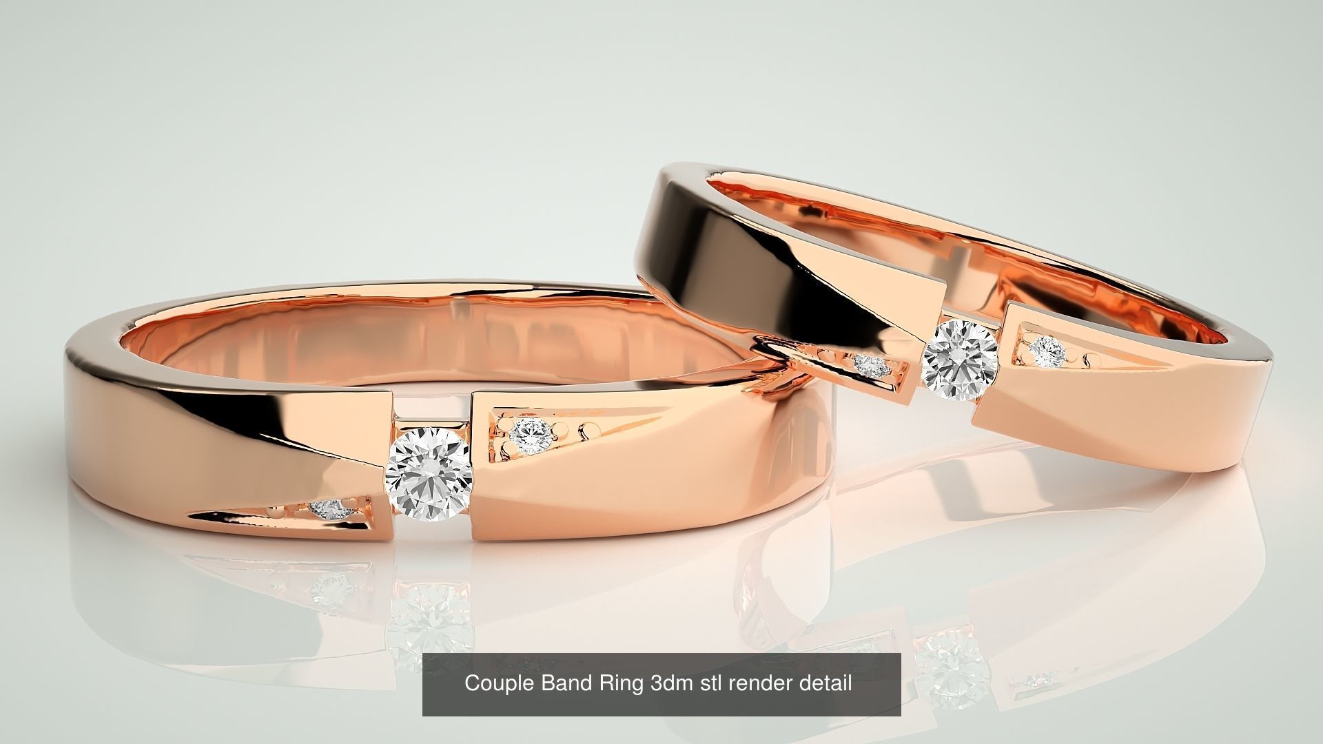 300 Couple Band Ring 3dm stl render detail Part-1 3D Model Collection_100