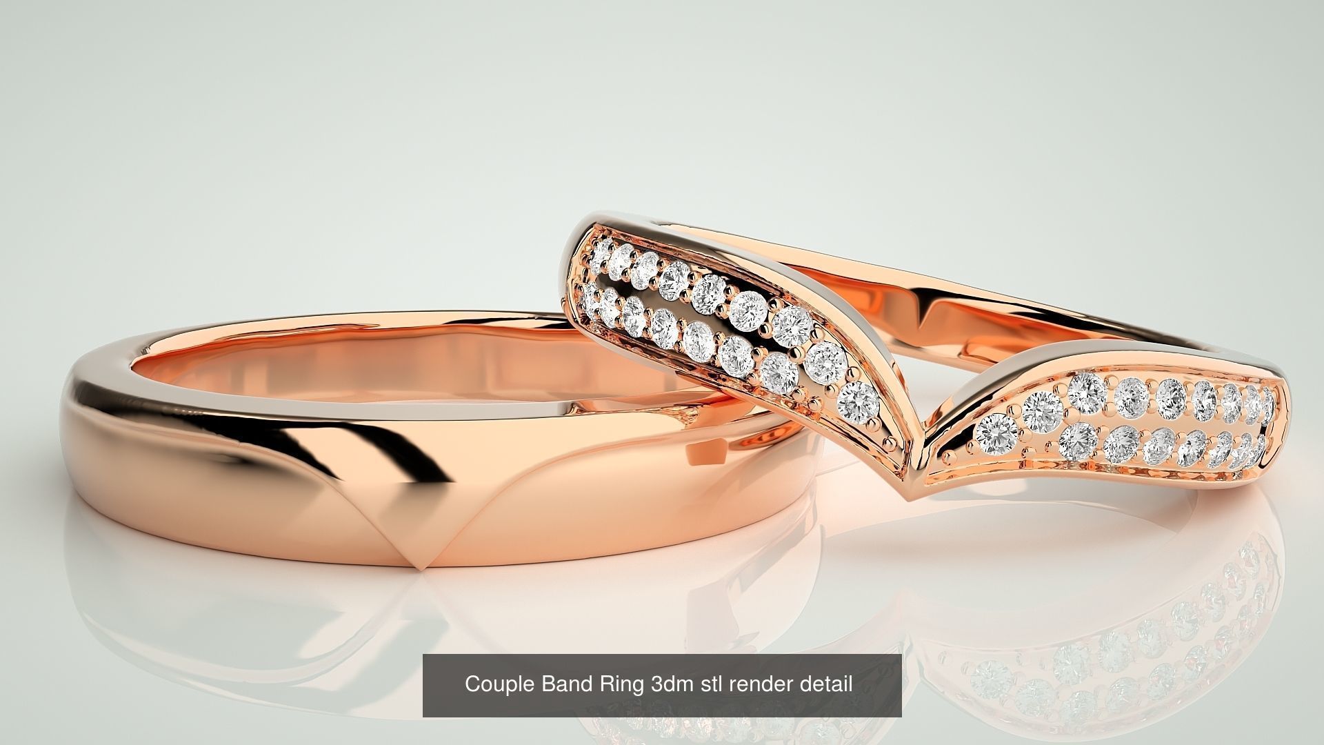 300 Couple Band Ring 3dm stl render detail Part-1 3D Model Collection_136