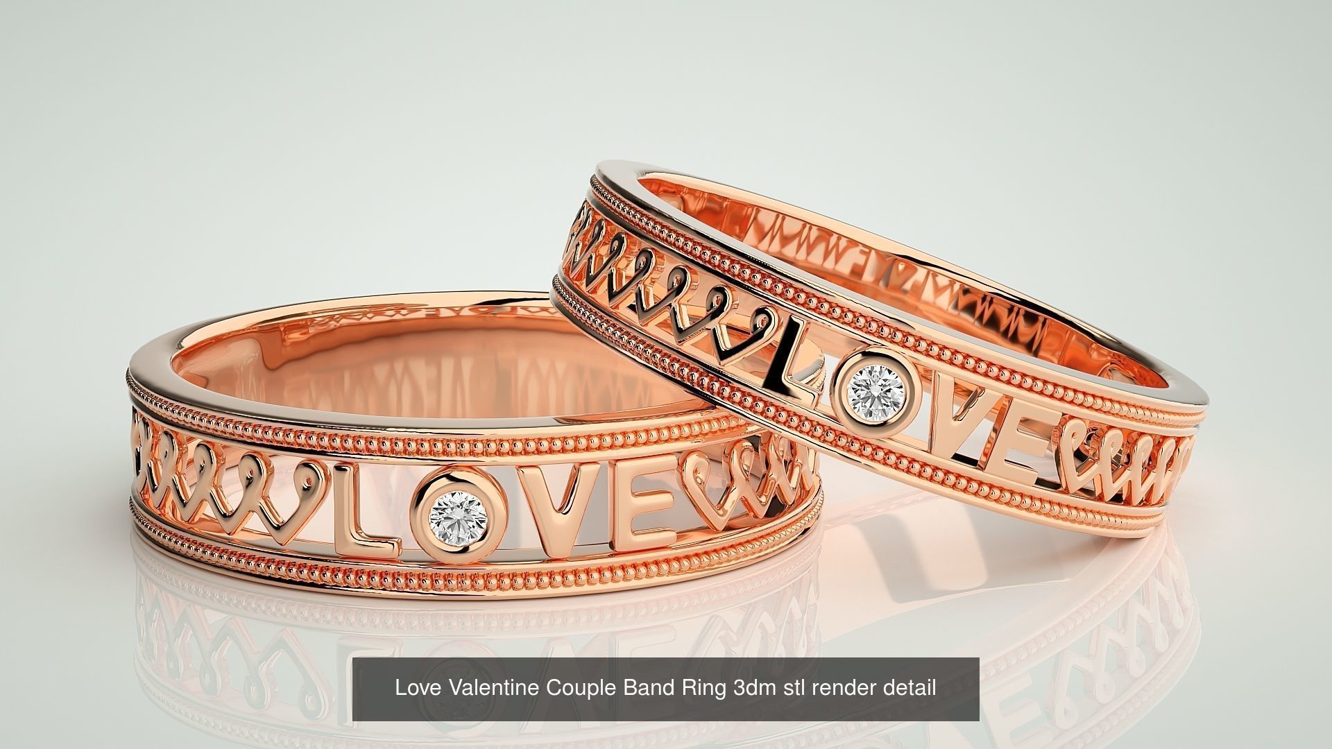 300 Couple Band Ring 3dm stl render detail Part-1 3D Model Collection_187