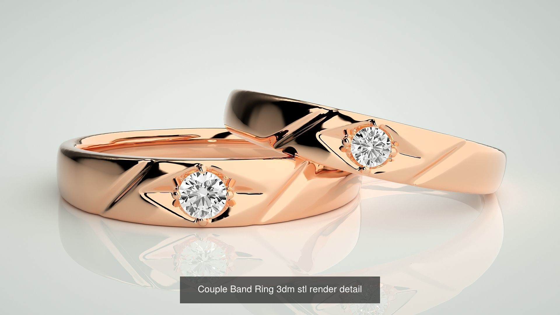 300 Couple Band Ring 3dm stl render detail Part-1 3D Model Collection_174
