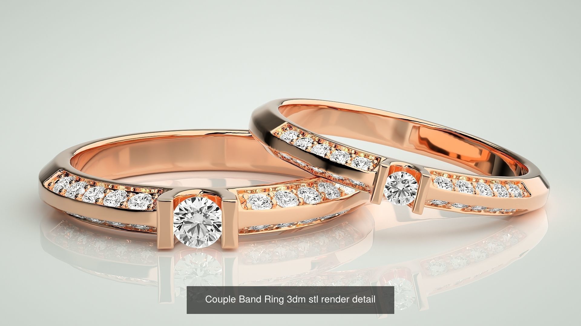 300 Couple Band Ring 3dm stl render detail Part-1 3D Model Collection_191