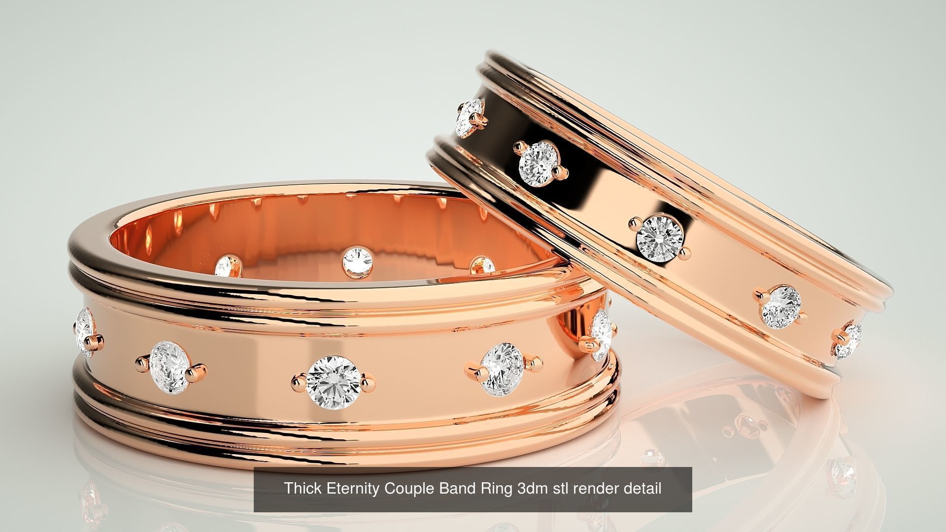 300 Couple Band Ring 3dm stl render detail Part-1 3D Model Collection_34