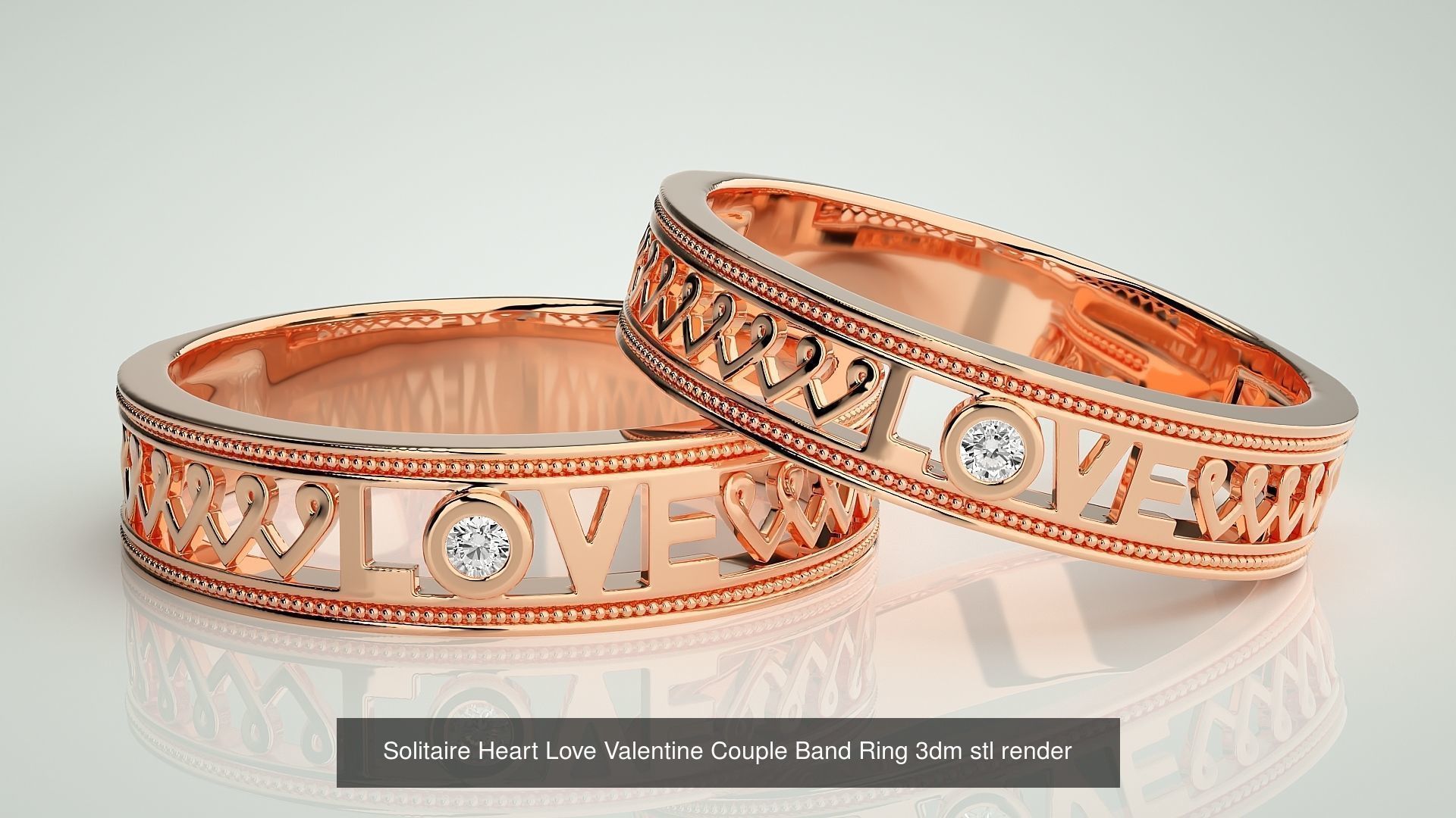 300 Couple Band Ring 3dm stl render detail Part-1 3D Model Collection_24