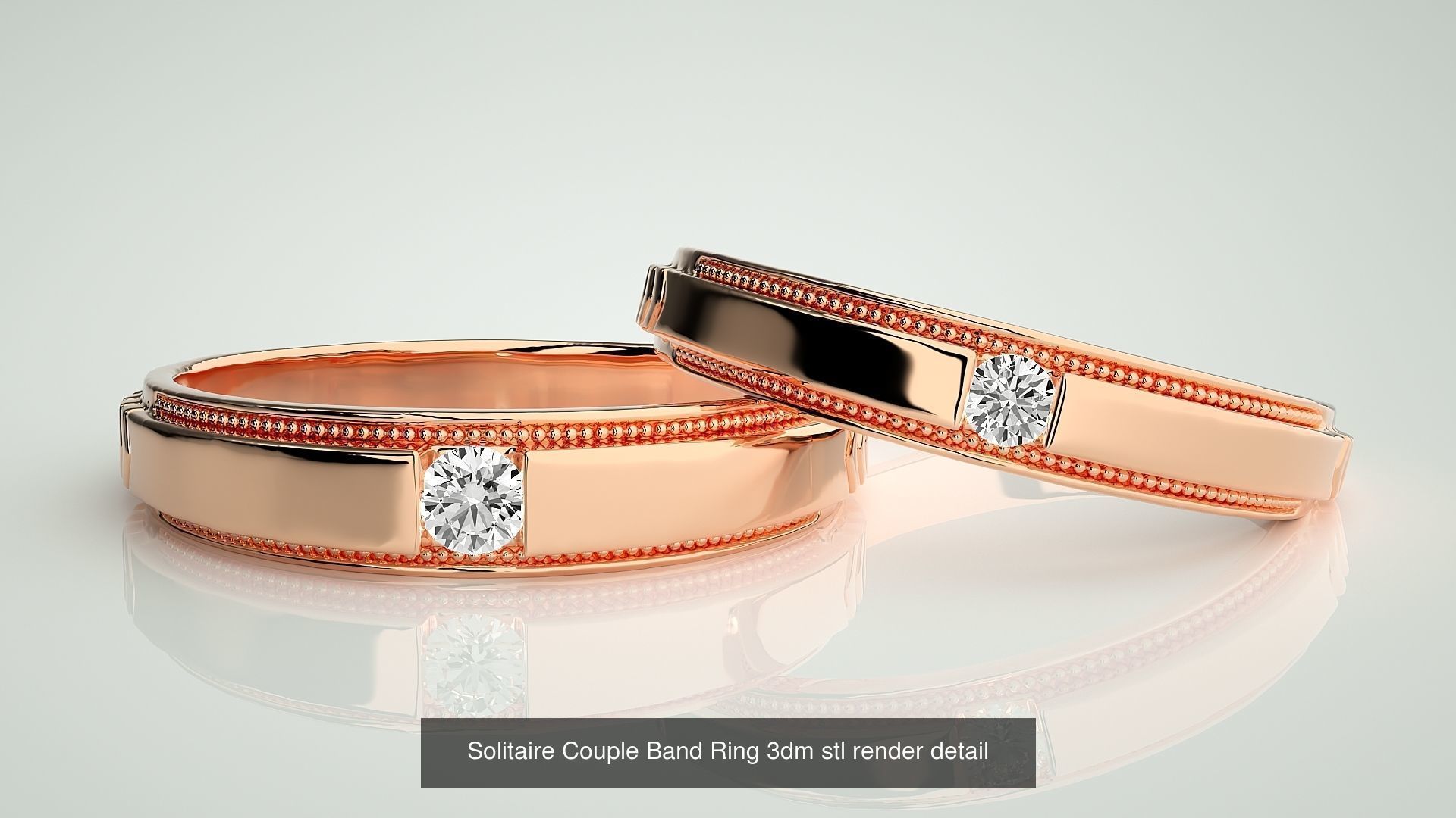 300 Couple Band Ring 3dm stl render detail Part-1 3D Model Collection_20
