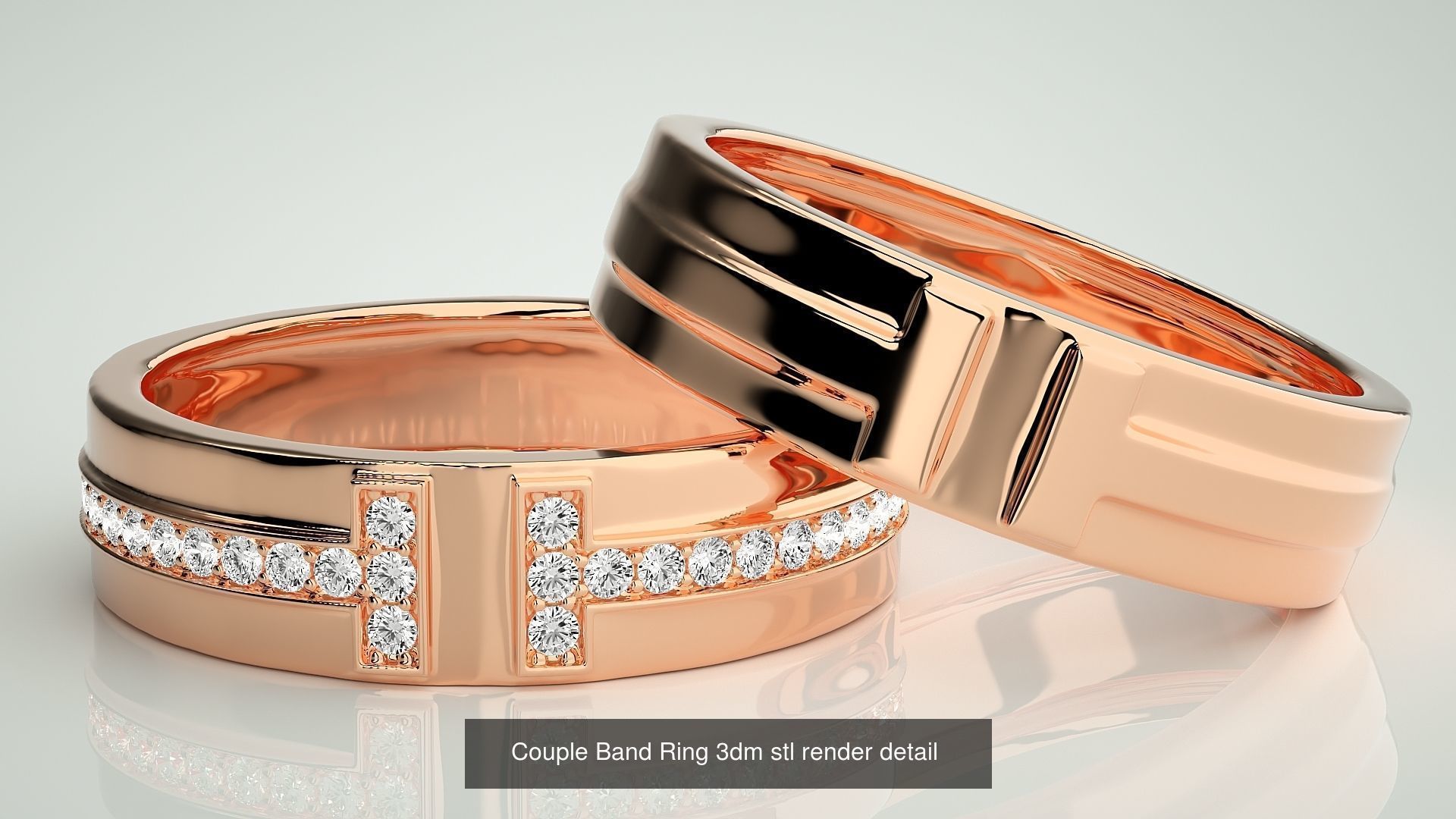 300 Couple Band Ring 3dm stl render detail Part-1 3D Model Collection_148