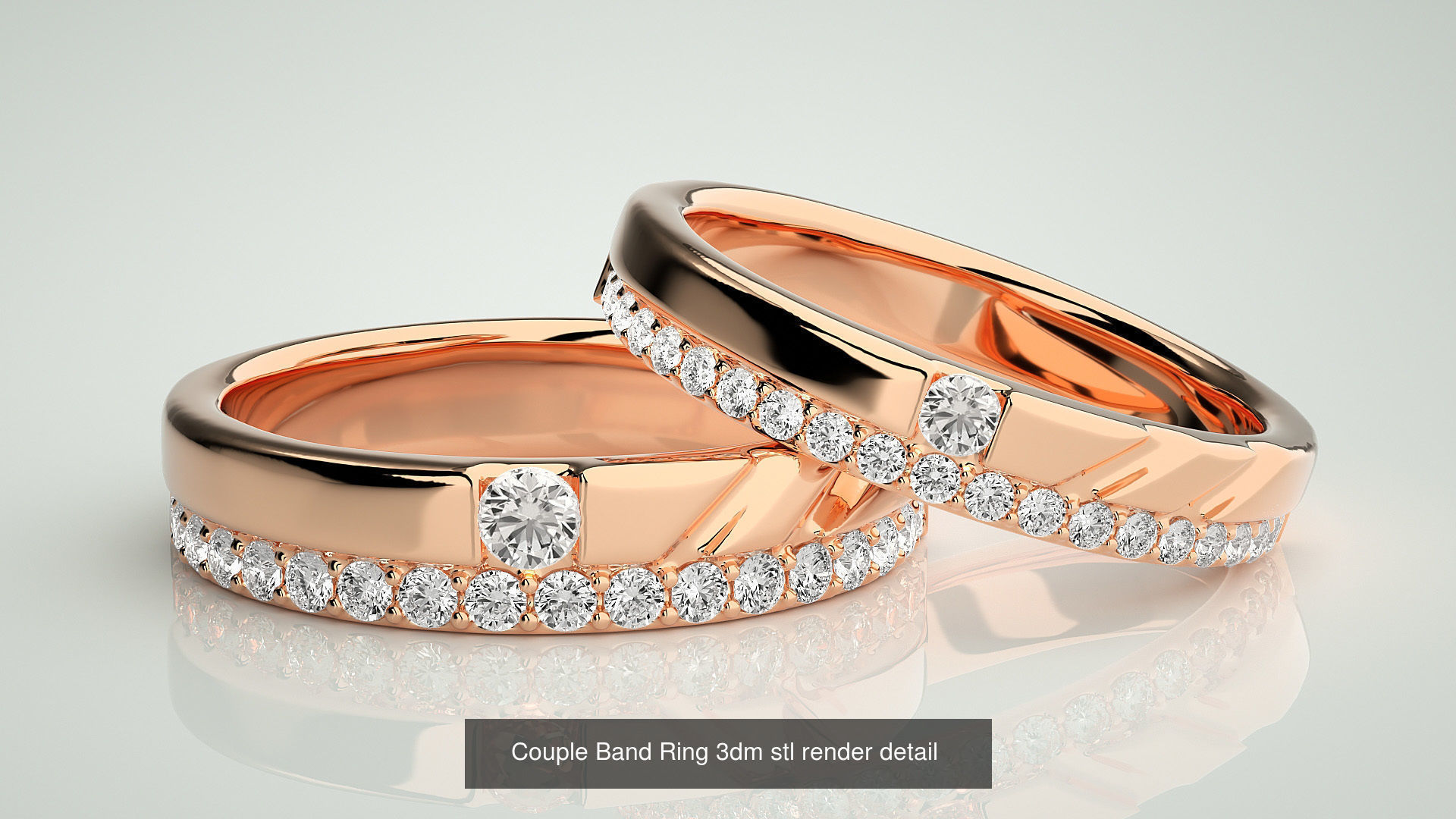 300 Couple Band Ring 3dm stl render detail Part-1 3D Model Collection_143