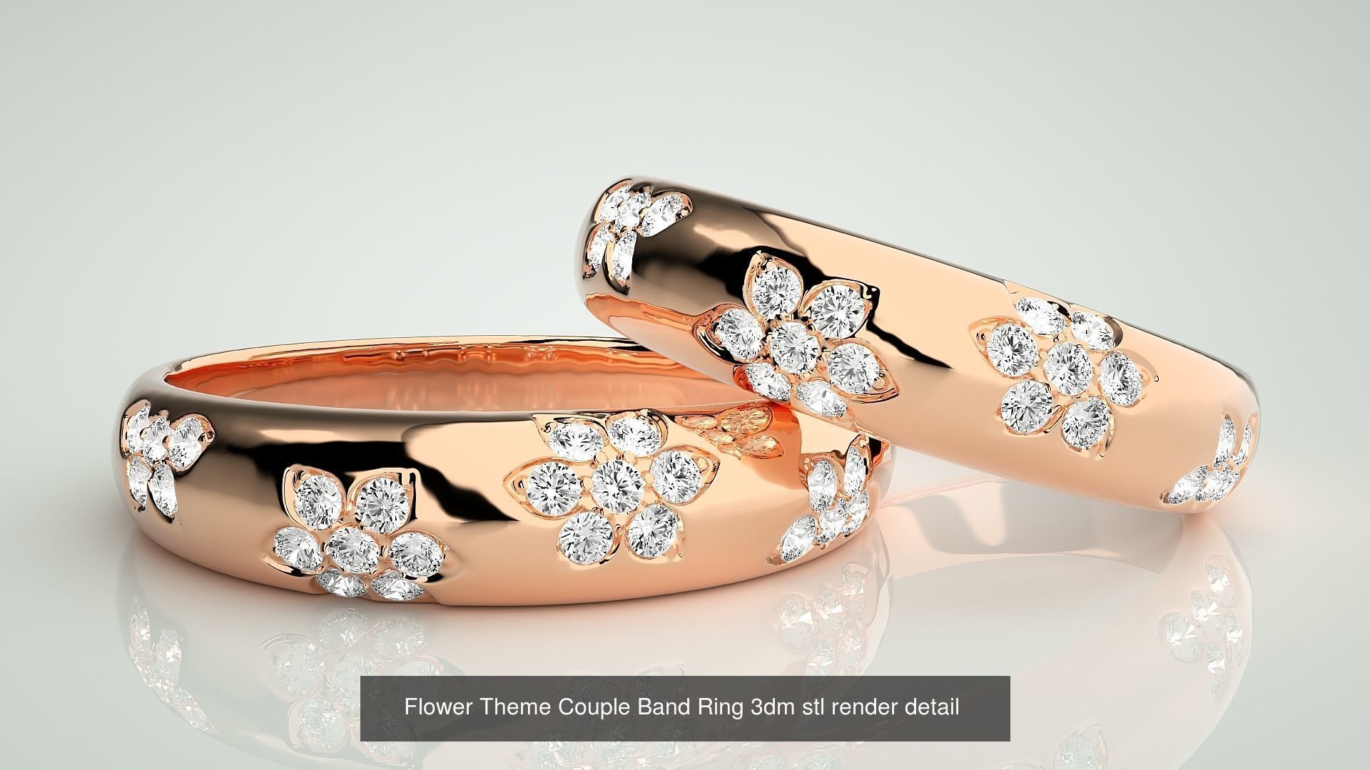 300 Couple Band Ring 3dm stl render detail Part-1 3D Model Collection_183