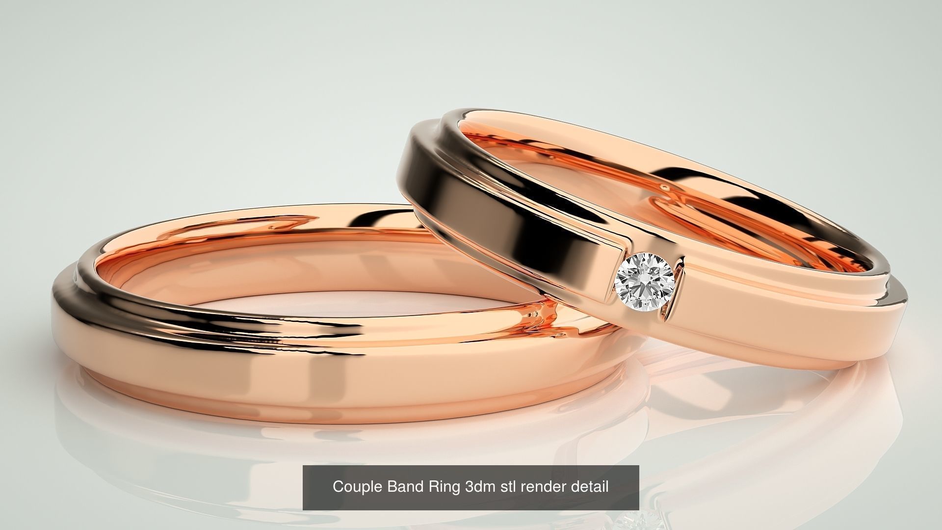 300 Couple Band Ring 3dm stl render detail Part-1 3D Model Collection_170