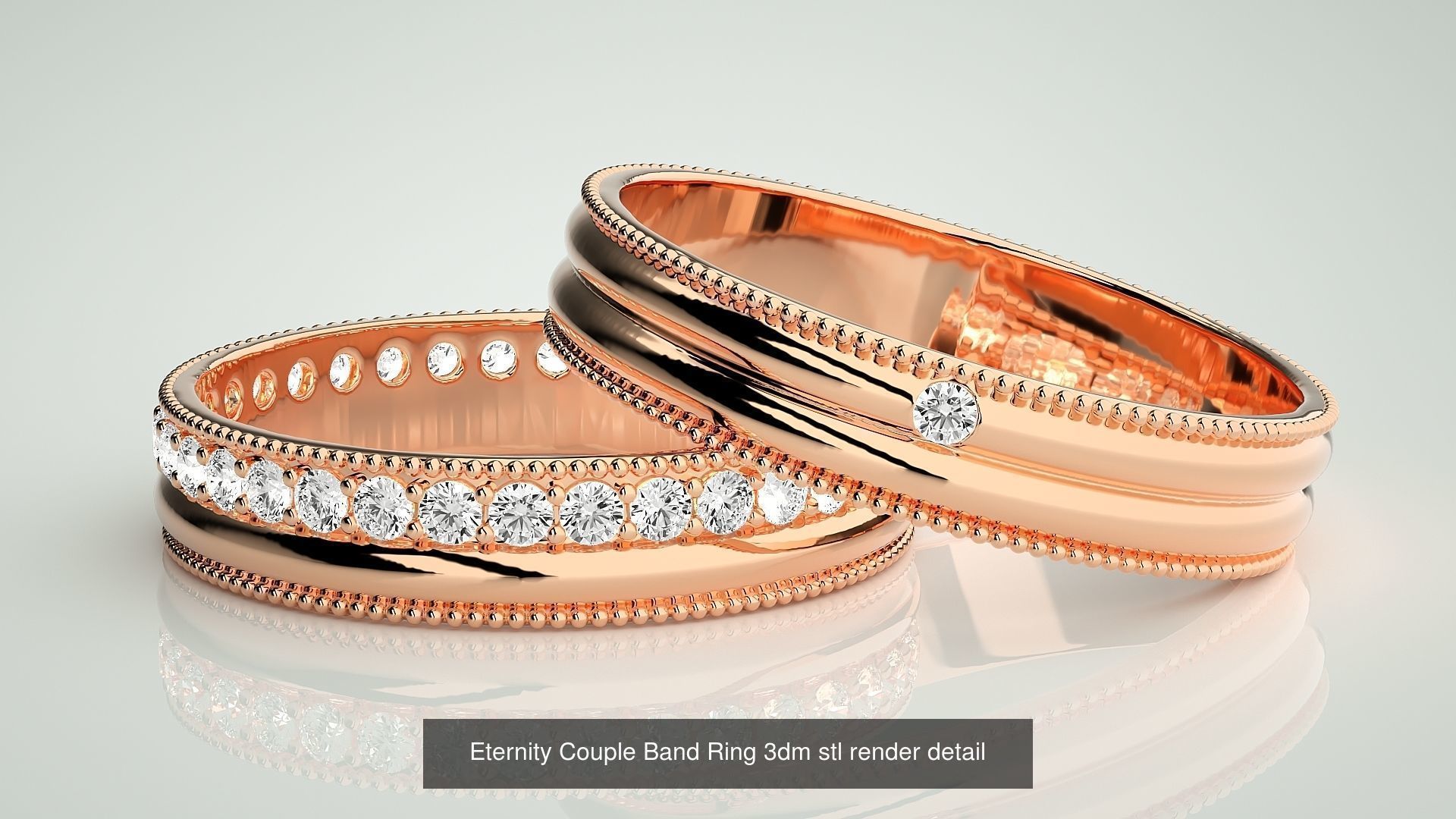 300 Couple Band Ring 3dm stl render detail Part-1 3D Model Collection_35