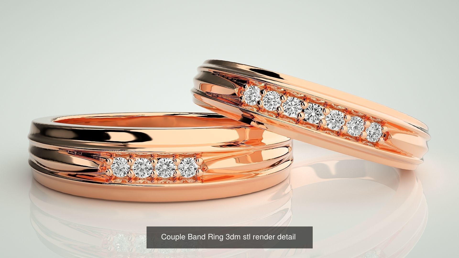 300 Couple Band Ring 3dm stl render detail Part-1 3D Model Collection_129