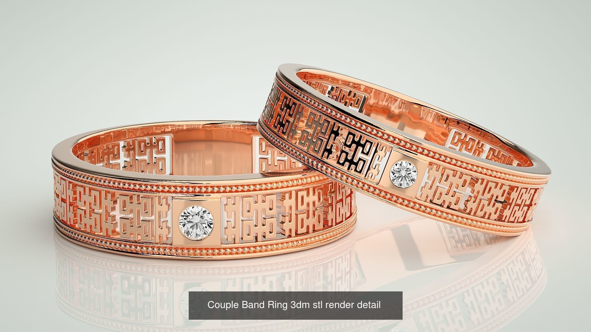 300 Couple Band Ring 3dm stl render detail Part-1 3D Model Collection_133