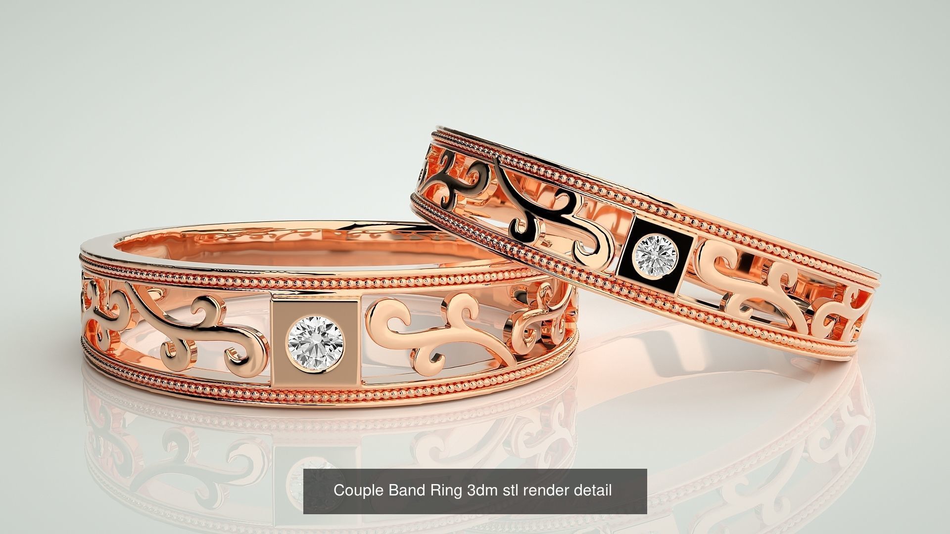 300 Couple Band Ring 3dm stl render detail Part-1 3D Model Collection_114