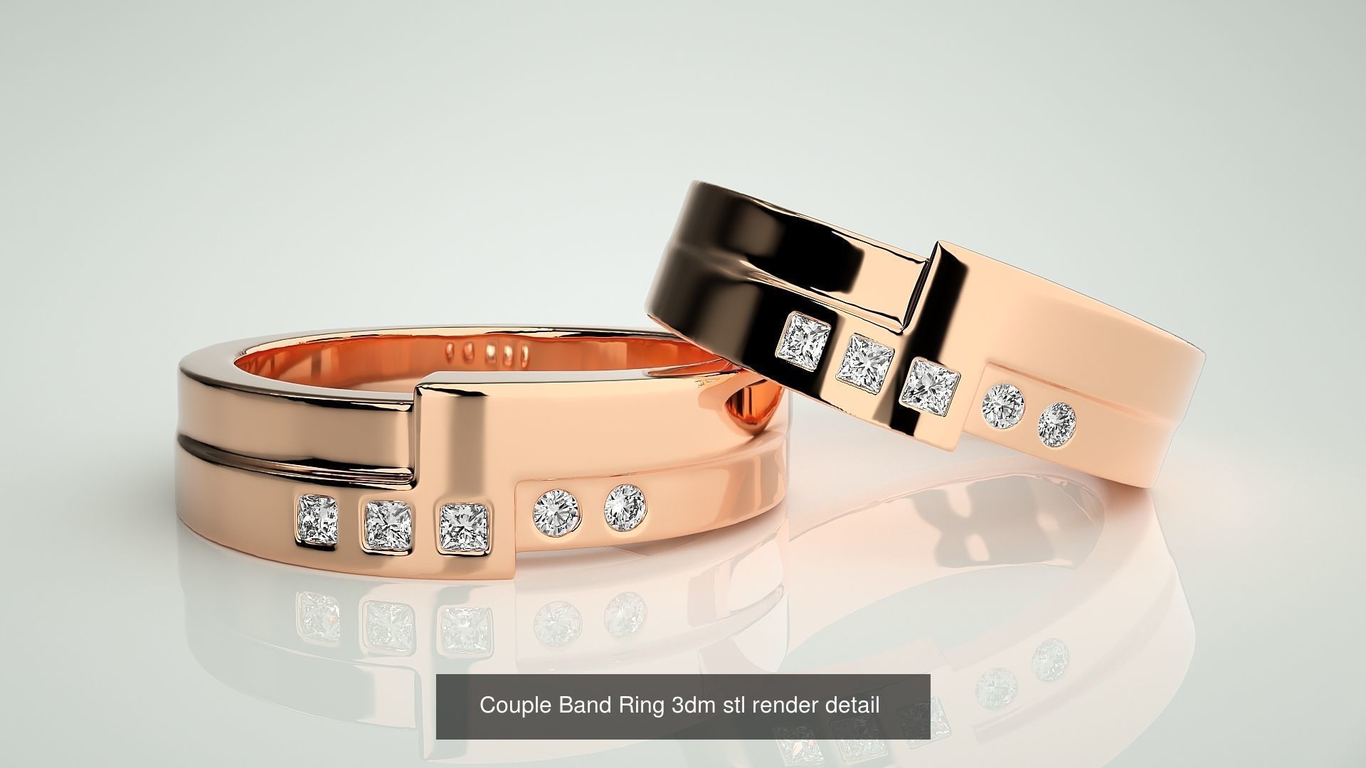 300 Couple Band Ring 3dm stl render detail Part-1 3D Model Collection_85