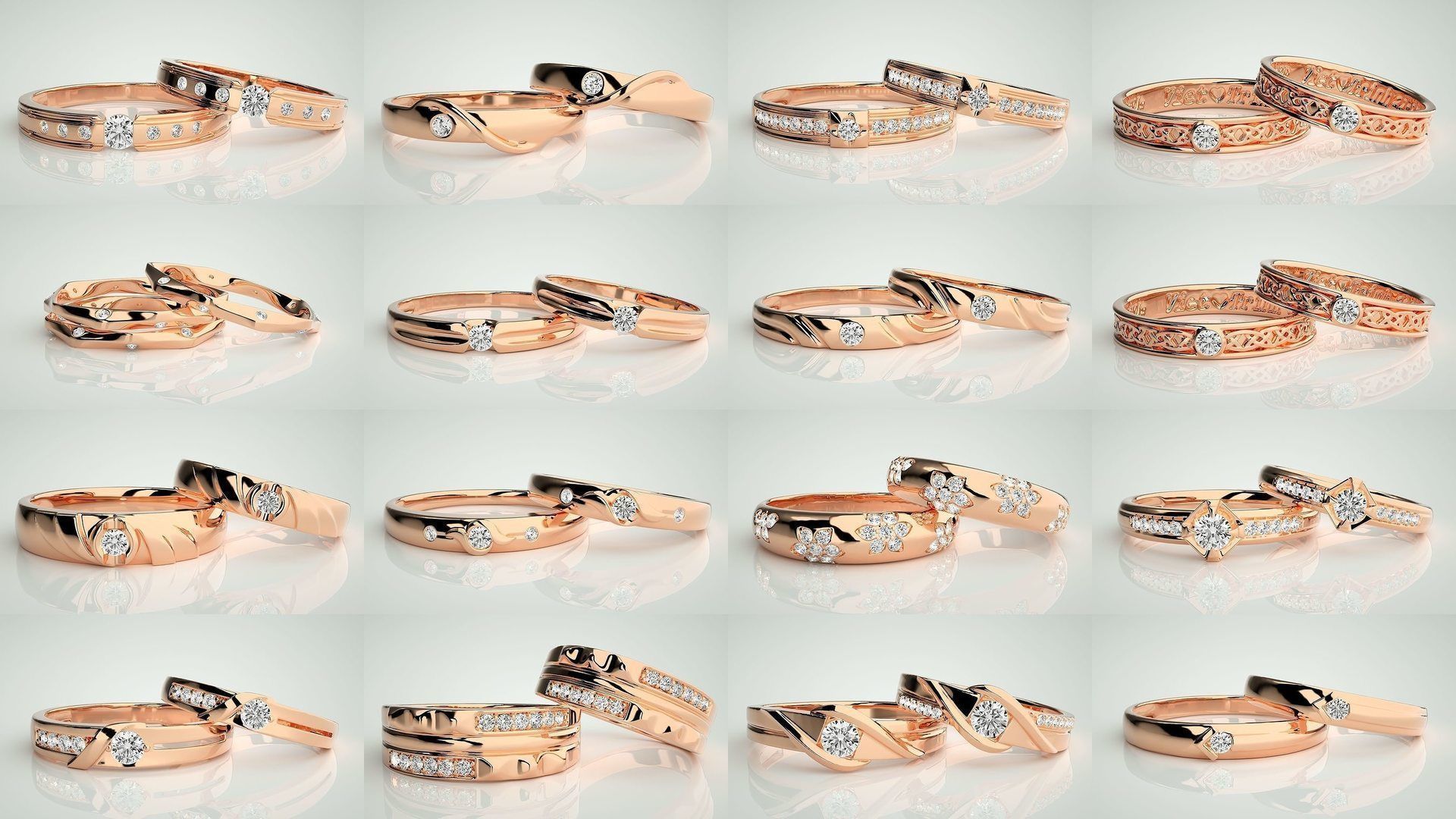 300 Couple Band Ring 3dm stl render detail Part-1 3D Model Collection_16