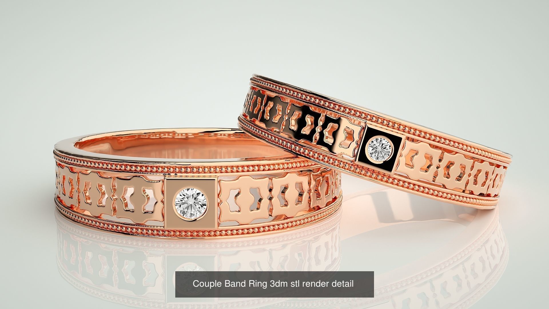 300 Couple Band Ring 3dm stl render detail Part-1 3D Model Collection_118