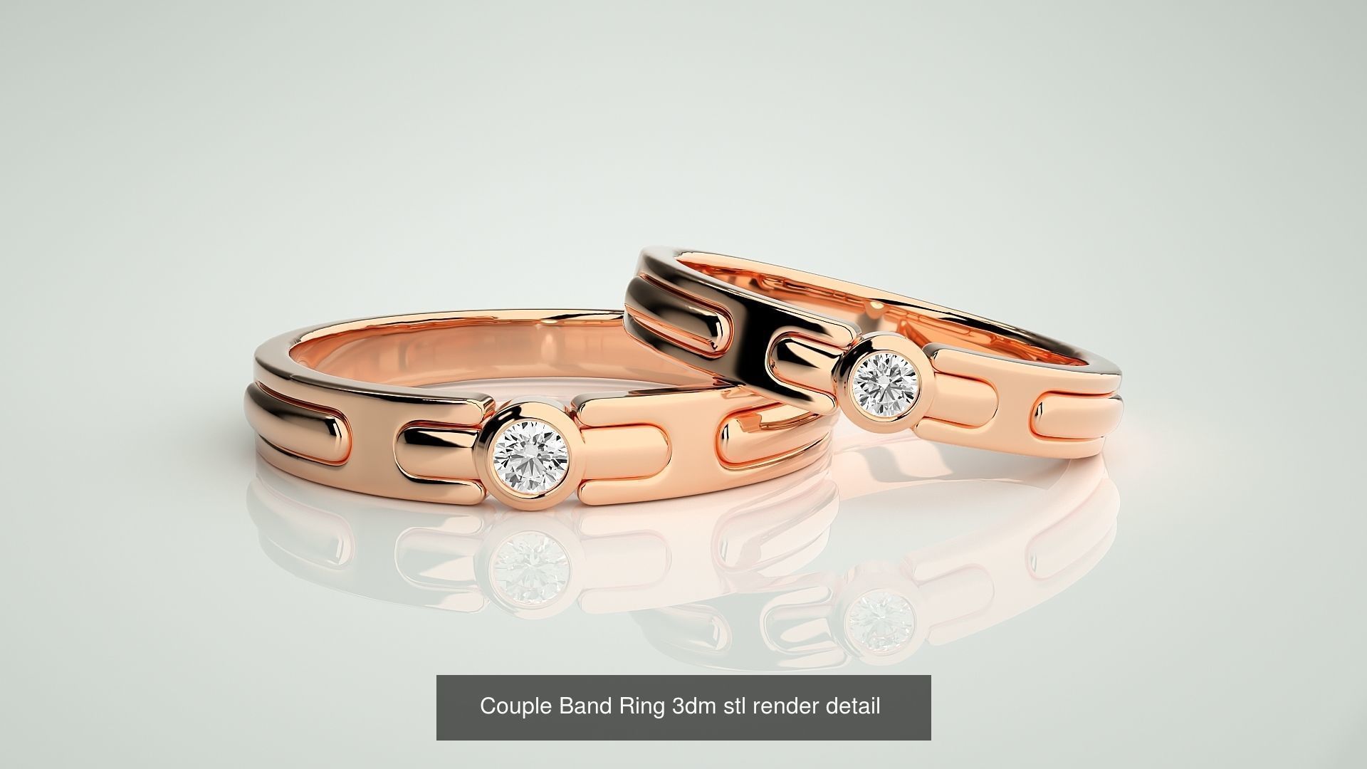 300 Couple Band Ring 3dm stl render detail Part-1 3D Model Collection_90