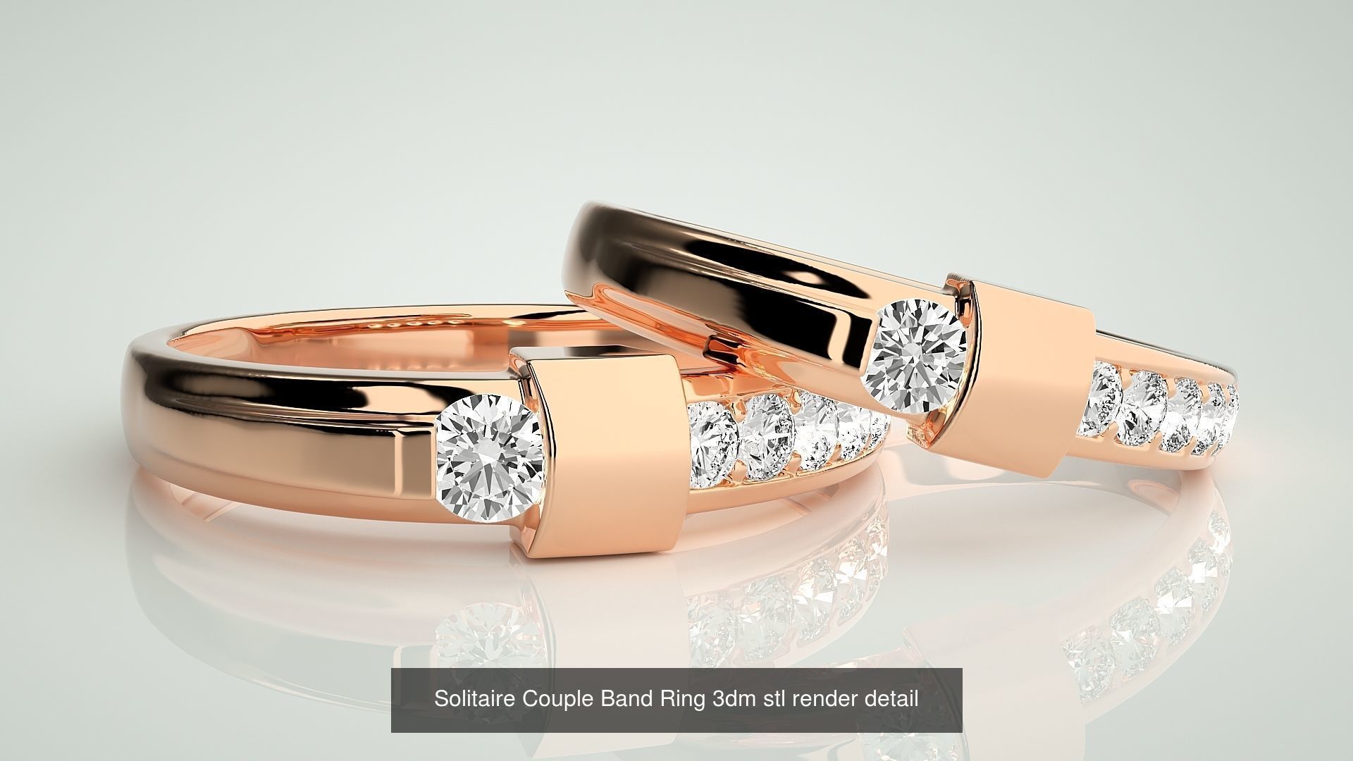 300 Couple Band Ring 3dm stl render detail Part-1 3D Model Collection_54