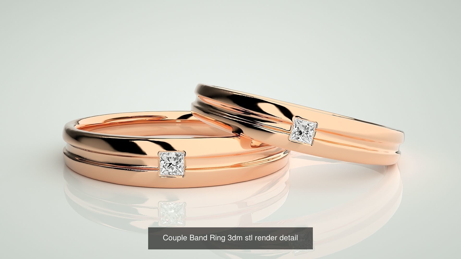 300 Couple Band Ring 3dm stl render detail Part-1 3D Model Collection_169