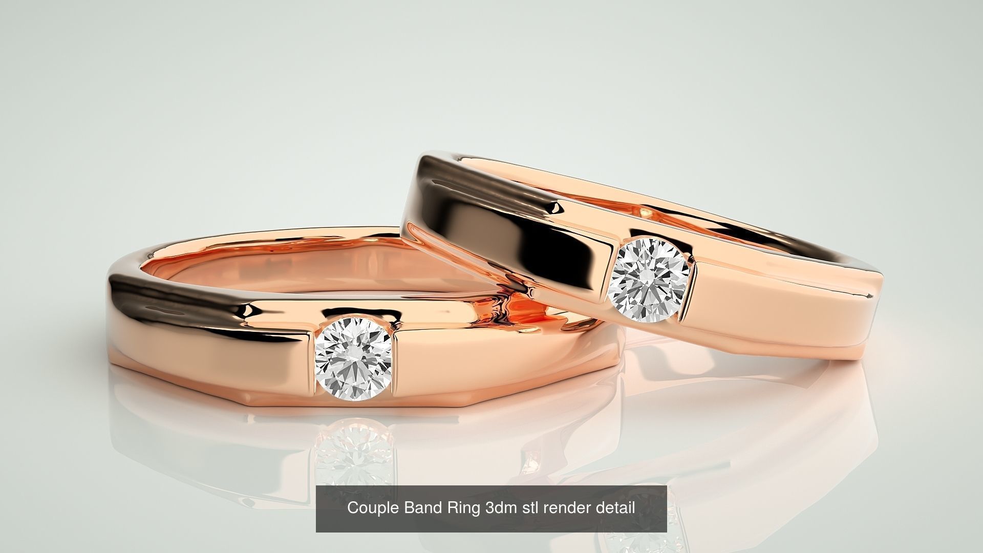 300 Couple Band Ring 3dm stl render detail Part-1 3D Model Collection_163