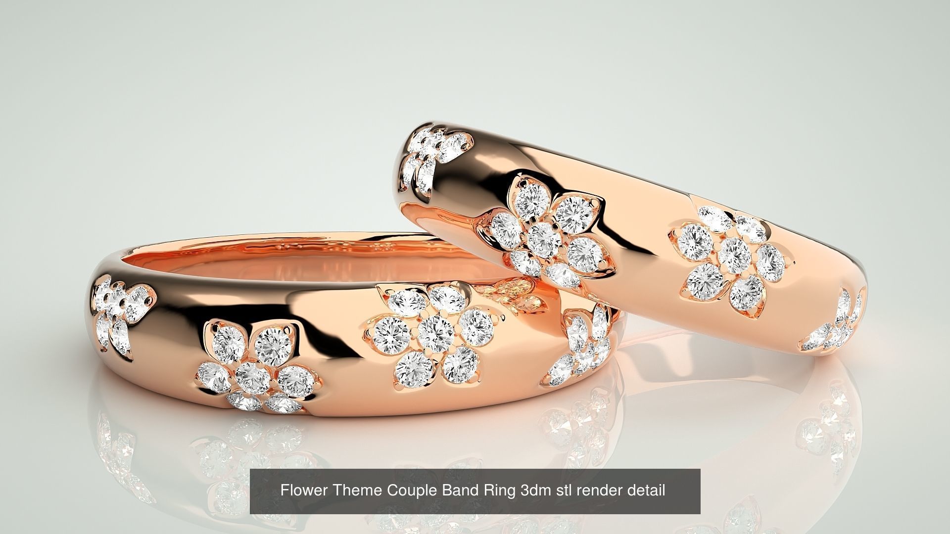 300 Couple Band Ring 3dm stl render detail Part-1 3D Model Collection_185