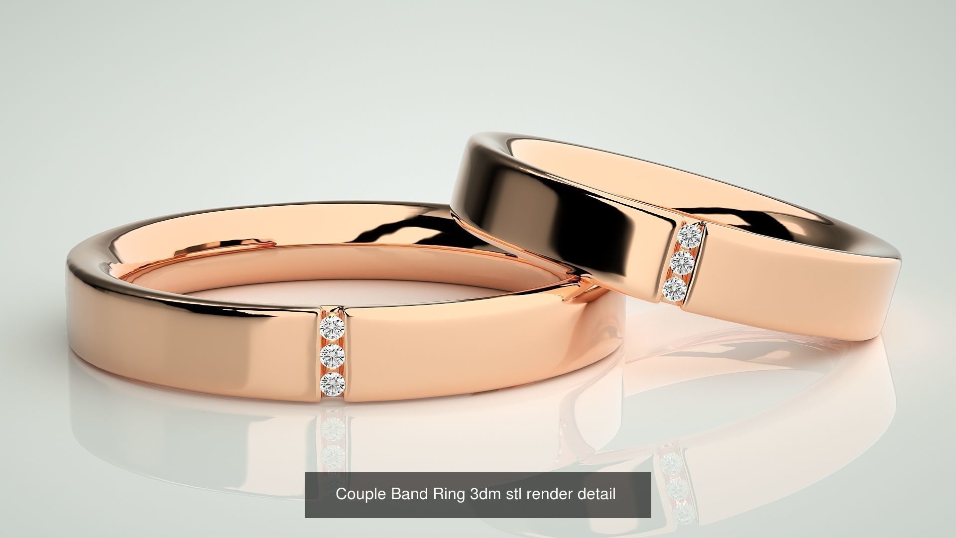 300 Couple Band Ring 3dm stl render detail Part-1 3D Model Collection_82