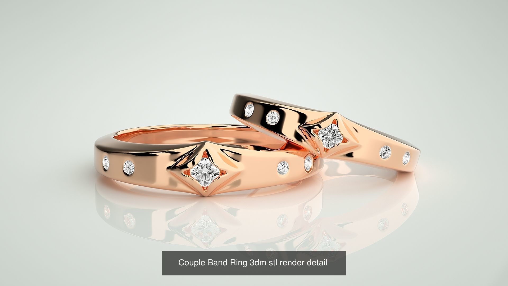 300 Couple Band Ring 3dm stl render detail Part-1 3D Model Collection_89