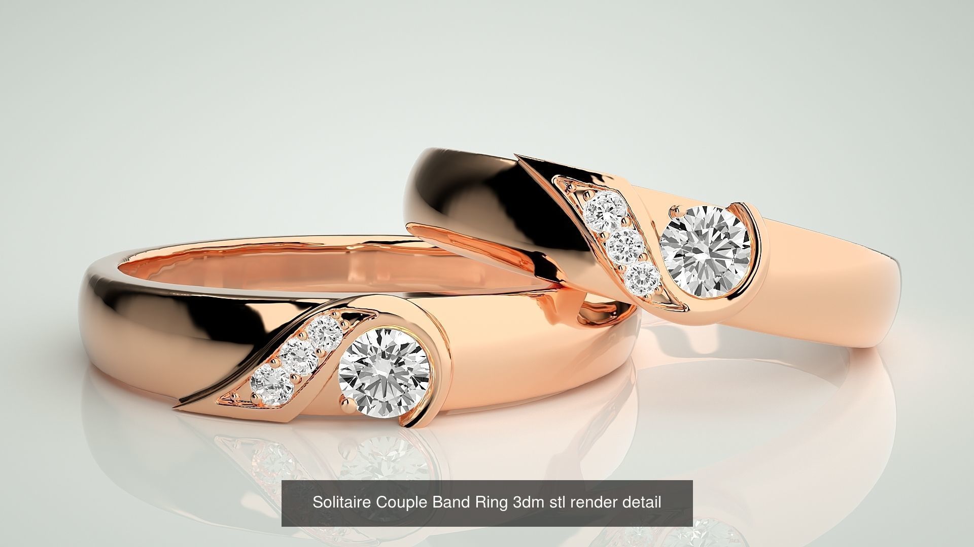 300 Couple Band Ring 3dm stl render detail Part-1 3D Model Collection_36