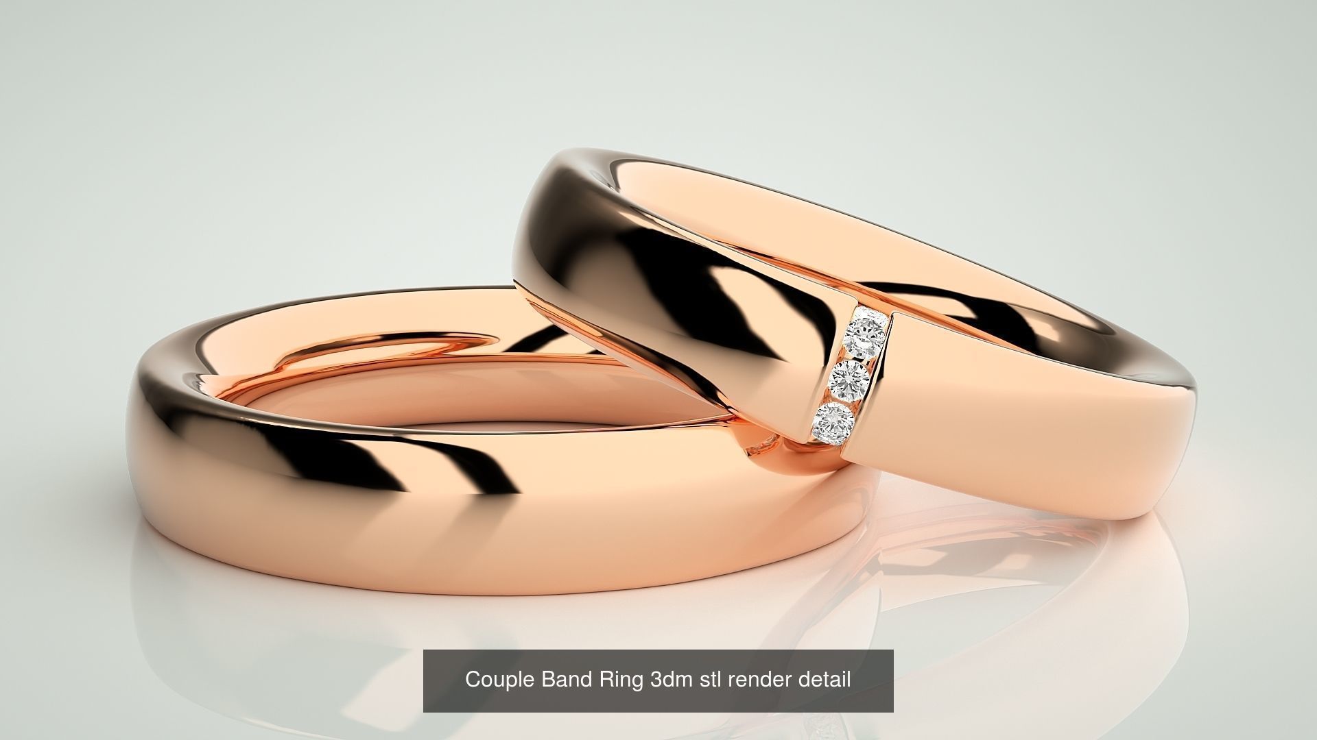 300 Couple Band Ring 3dm stl render detail Part-1 3D Model Collection_164