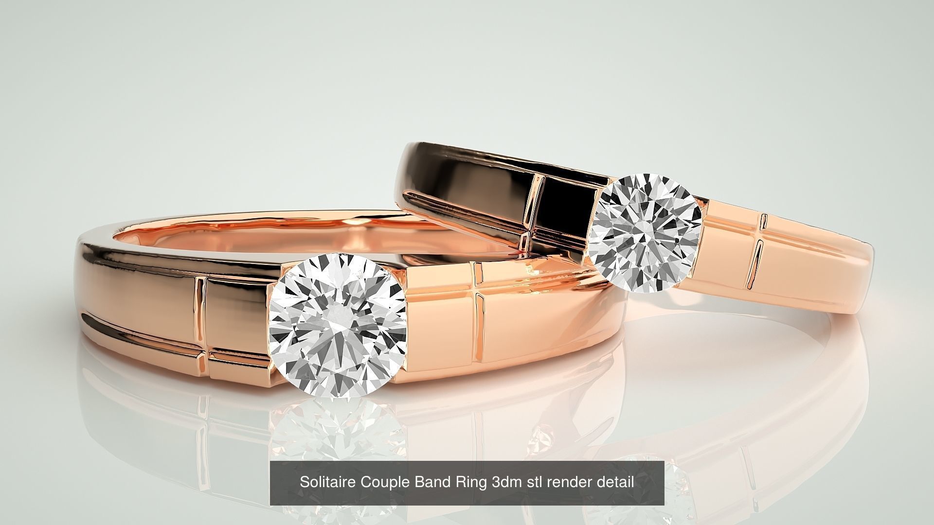 300 Couple Band Ring 3dm stl render detail Part-1 3D Model Collection_71