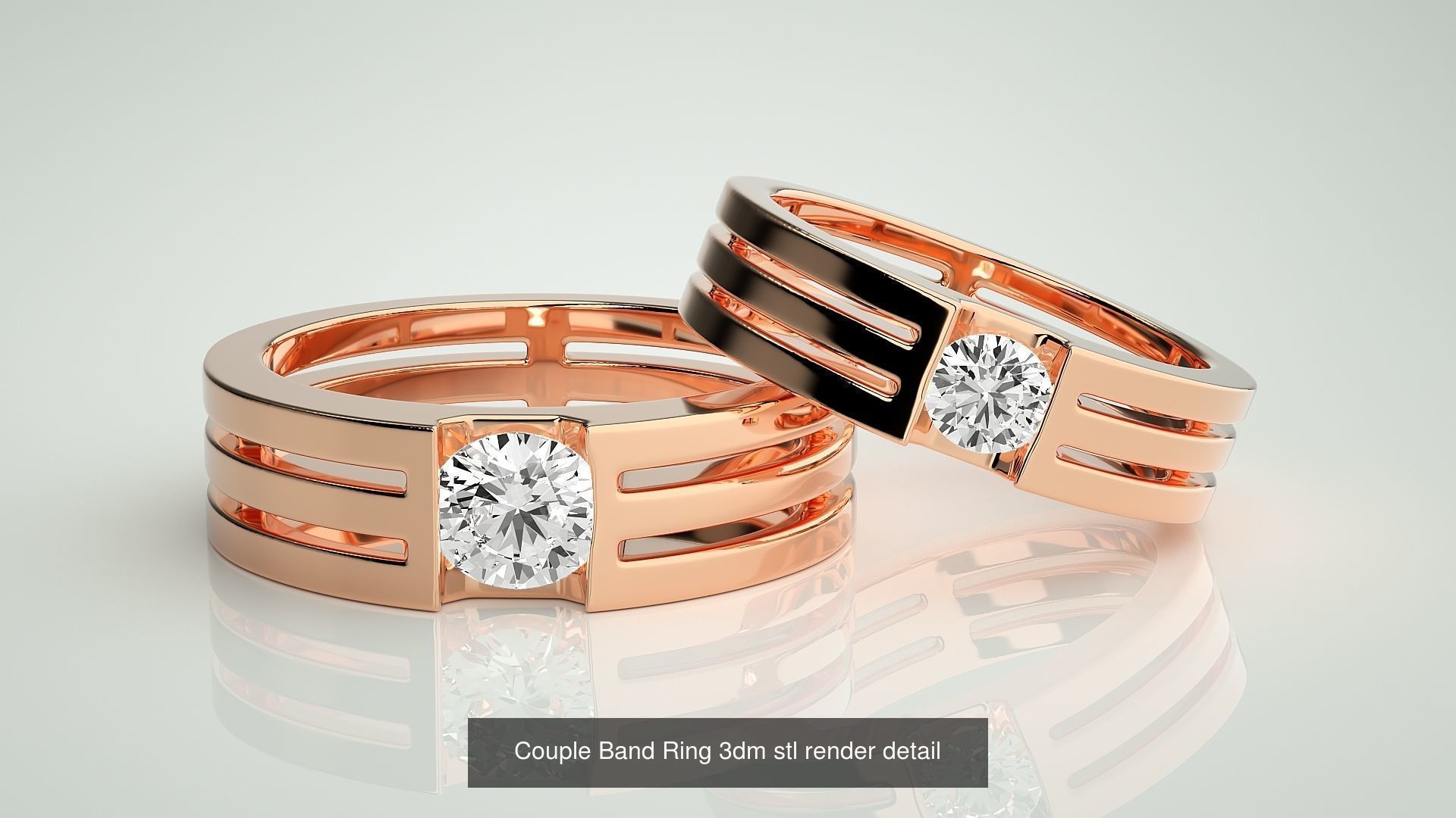 300 Couple Band Ring 3dm stl render detail Part-1 3D Model Collection_156