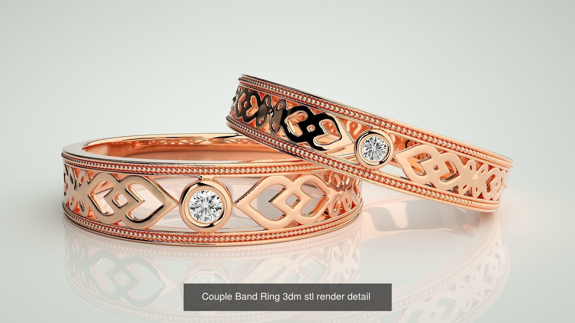 300 Couple Band Ring 3dm stl render detail Part-1 3D Model Collection_134