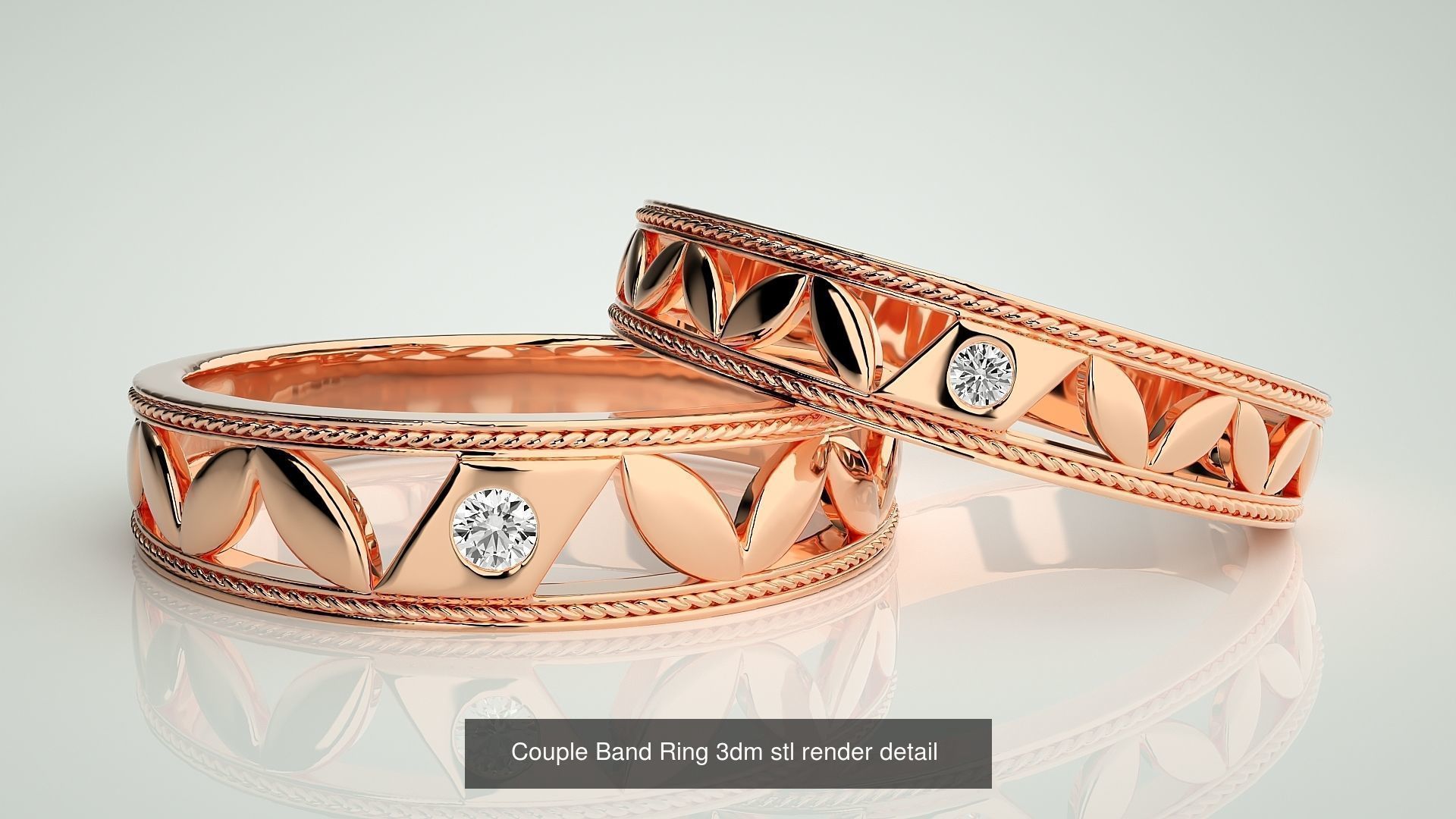 300 Couple Band Ring 3dm stl render detail Part-1 3D Model Collection_125