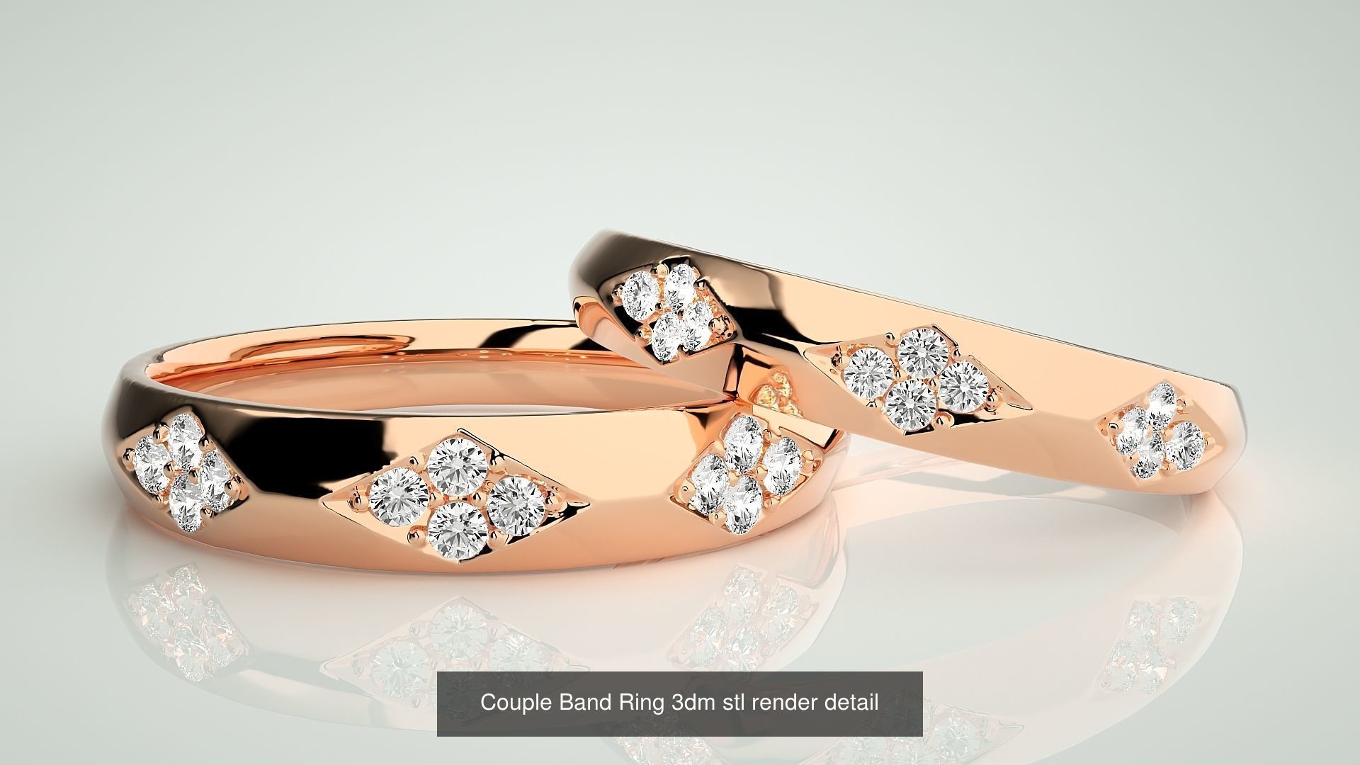 300 Couple Band Ring 3dm stl render detail Part-1 3D Model Collection_180