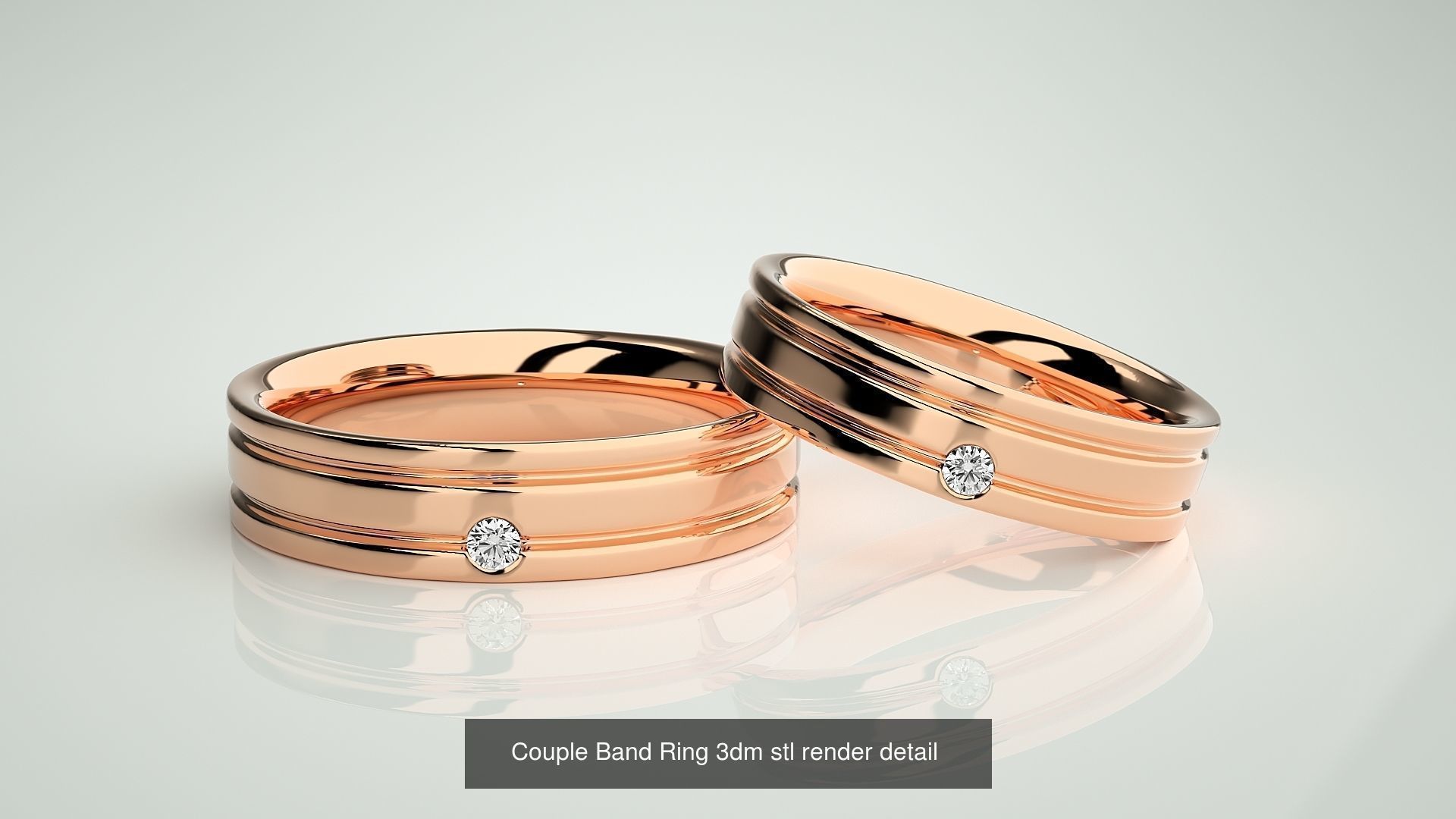 300 Couple Band Ring 3dm stl render detail Part-1 3D Model Collection_105