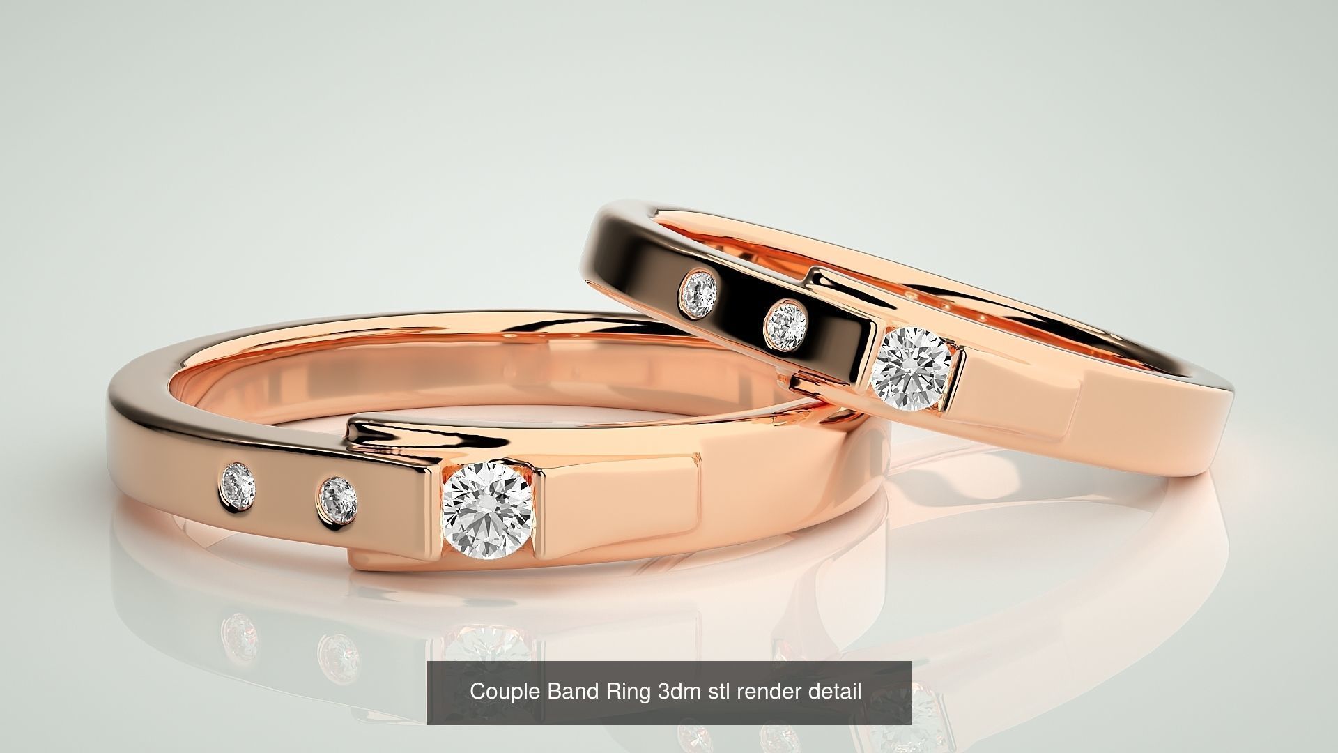 300 Couple Band Ring 3dm stl render detail Part-1 3D Model Collection_95