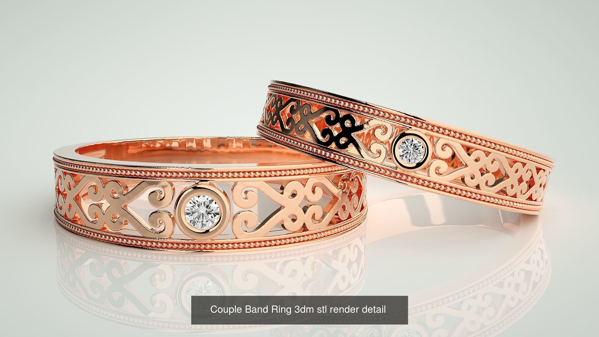 300 Couple Band Ring 3dm stl render detail Part-1 3D Model Collection_120