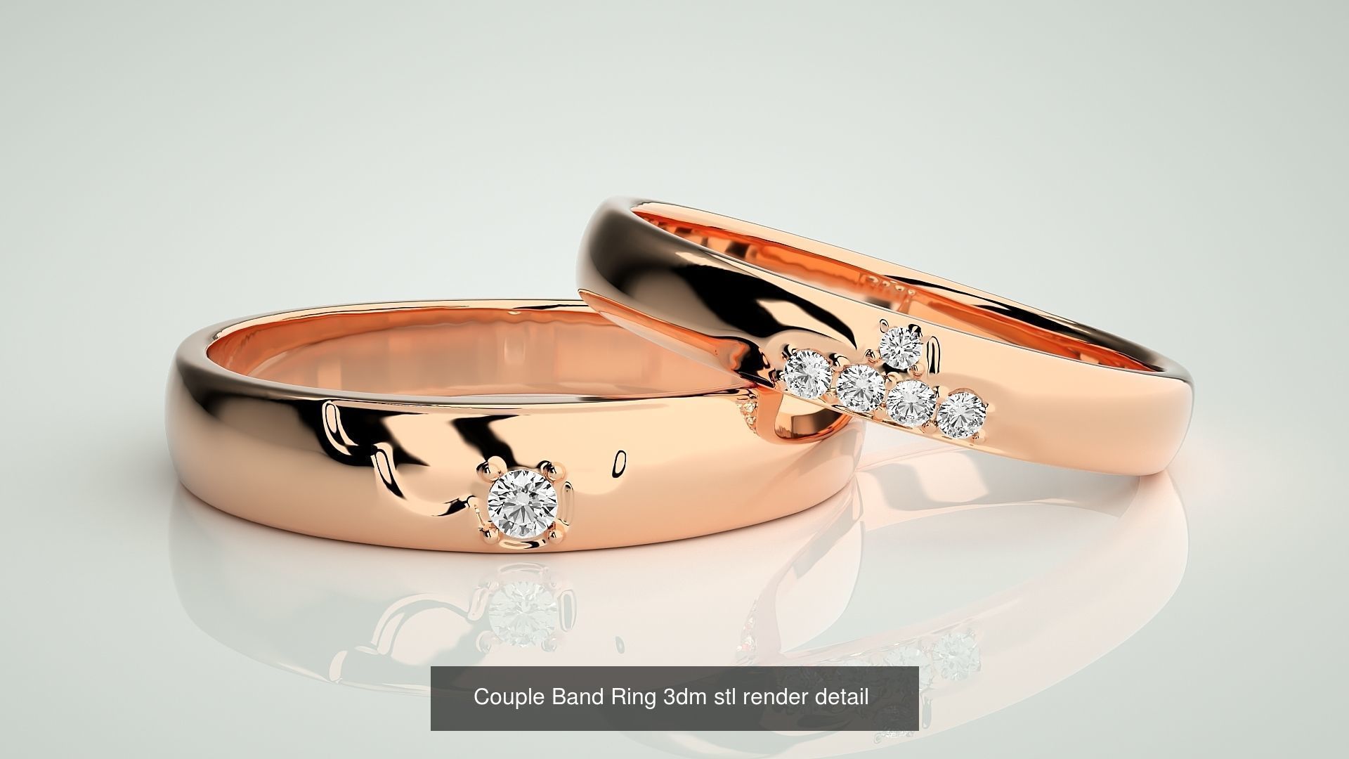 300 Couple Band Ring 3dm stl render detail Part-1 3D Model Collection_98