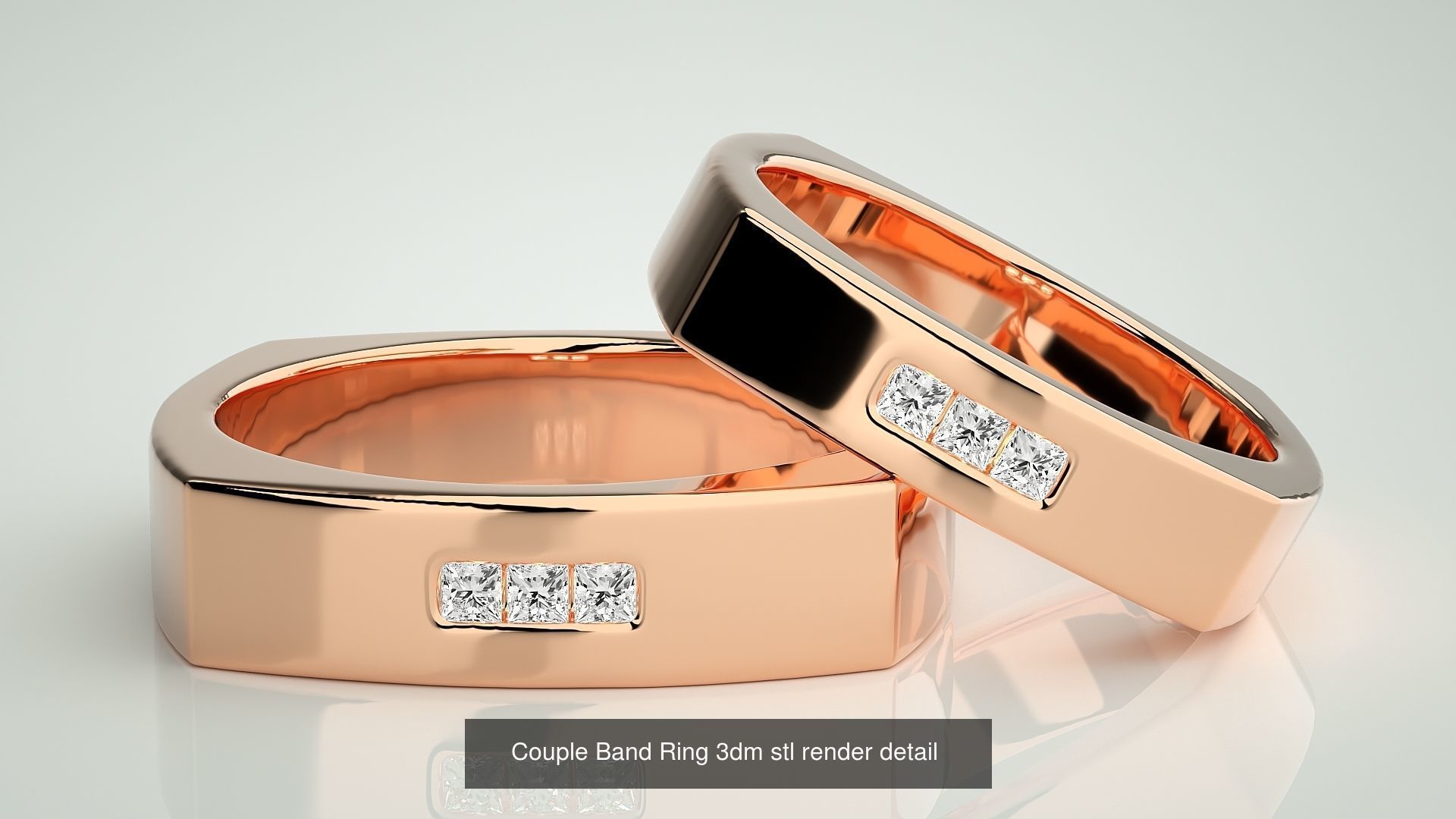 300 Couple Band Ring 3dm stl render detail Part-1 3D Model Collection_91