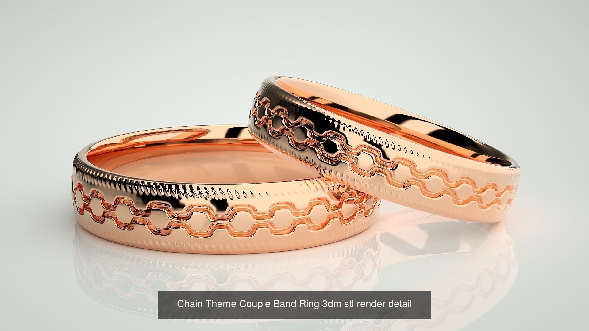 300 Couple Band Ring 3dm stl render detail Part-1 3D Model Collection_190