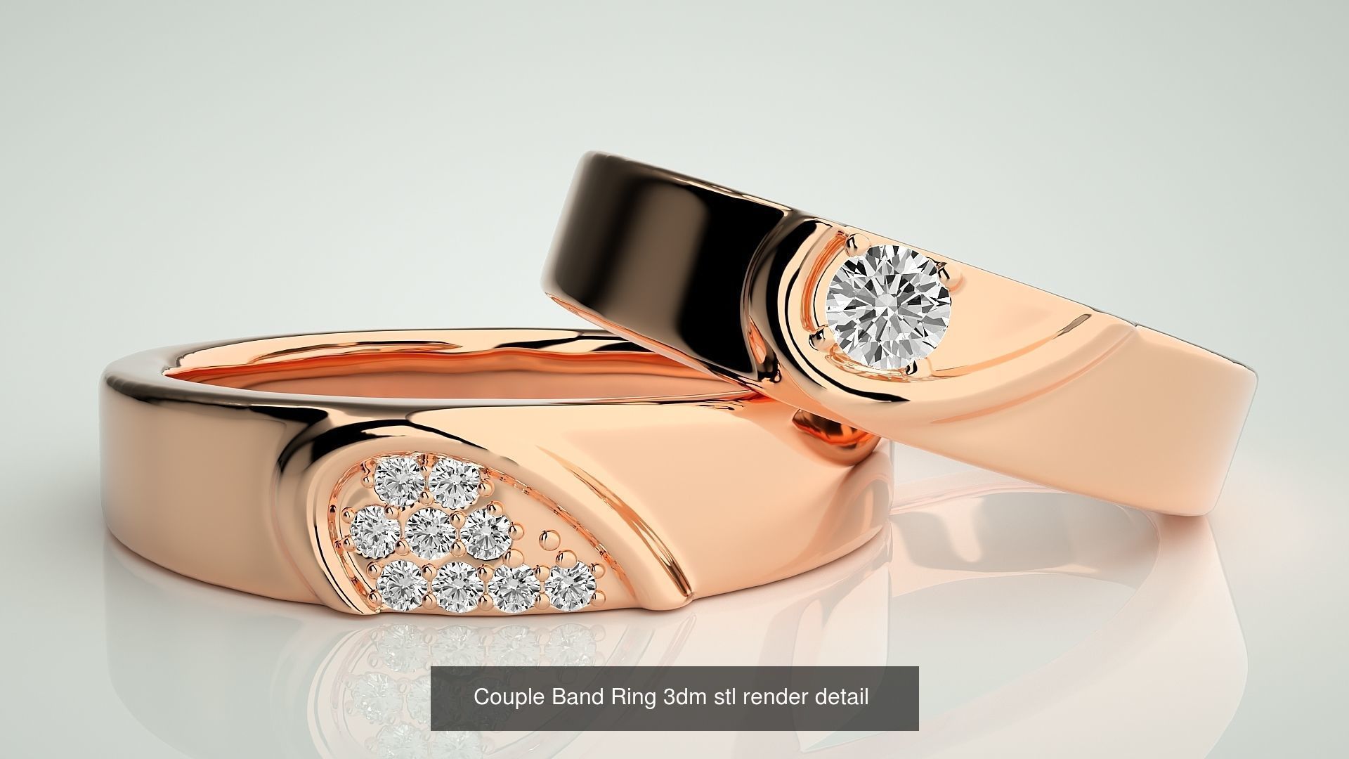 300 Couple Band Ring 3dm stl render detail Part-1 3D Model Collection_141