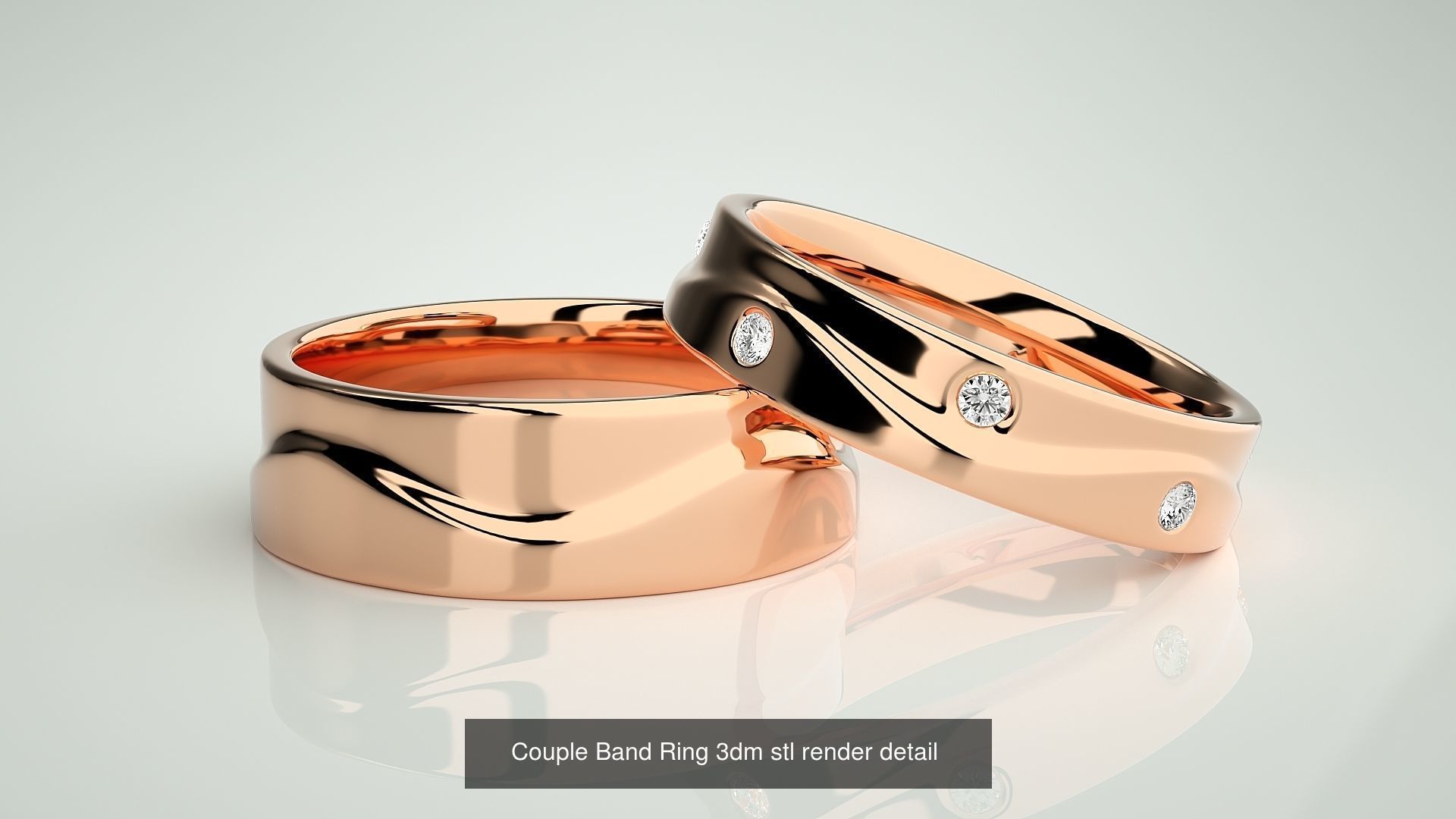 300 Couple Band Ring 3dm stl render detail Part-1 3D Model Collection_106