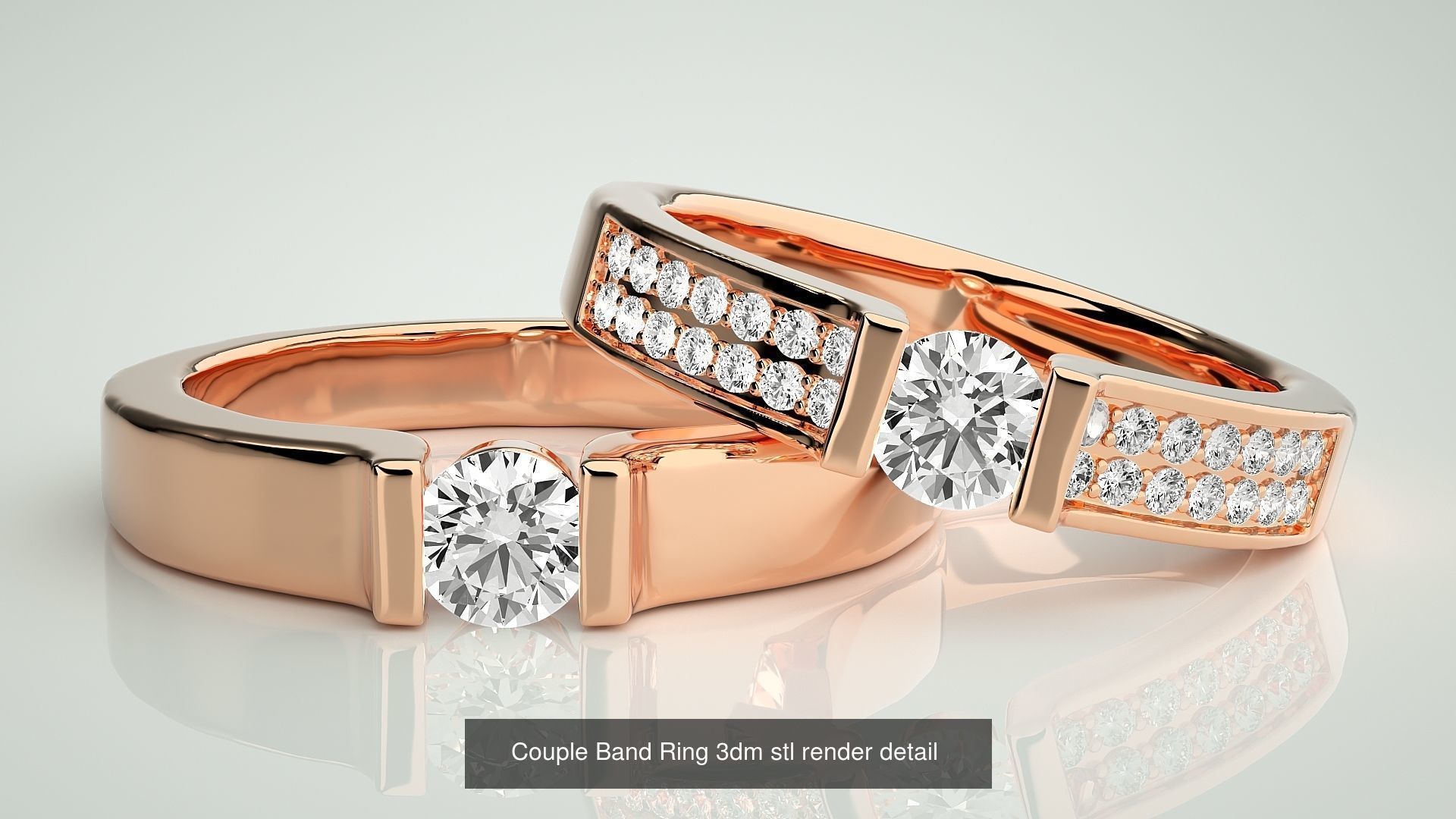 300 Couple Band Ring 3dm stl render detail Part-1 3D Model Collection_139