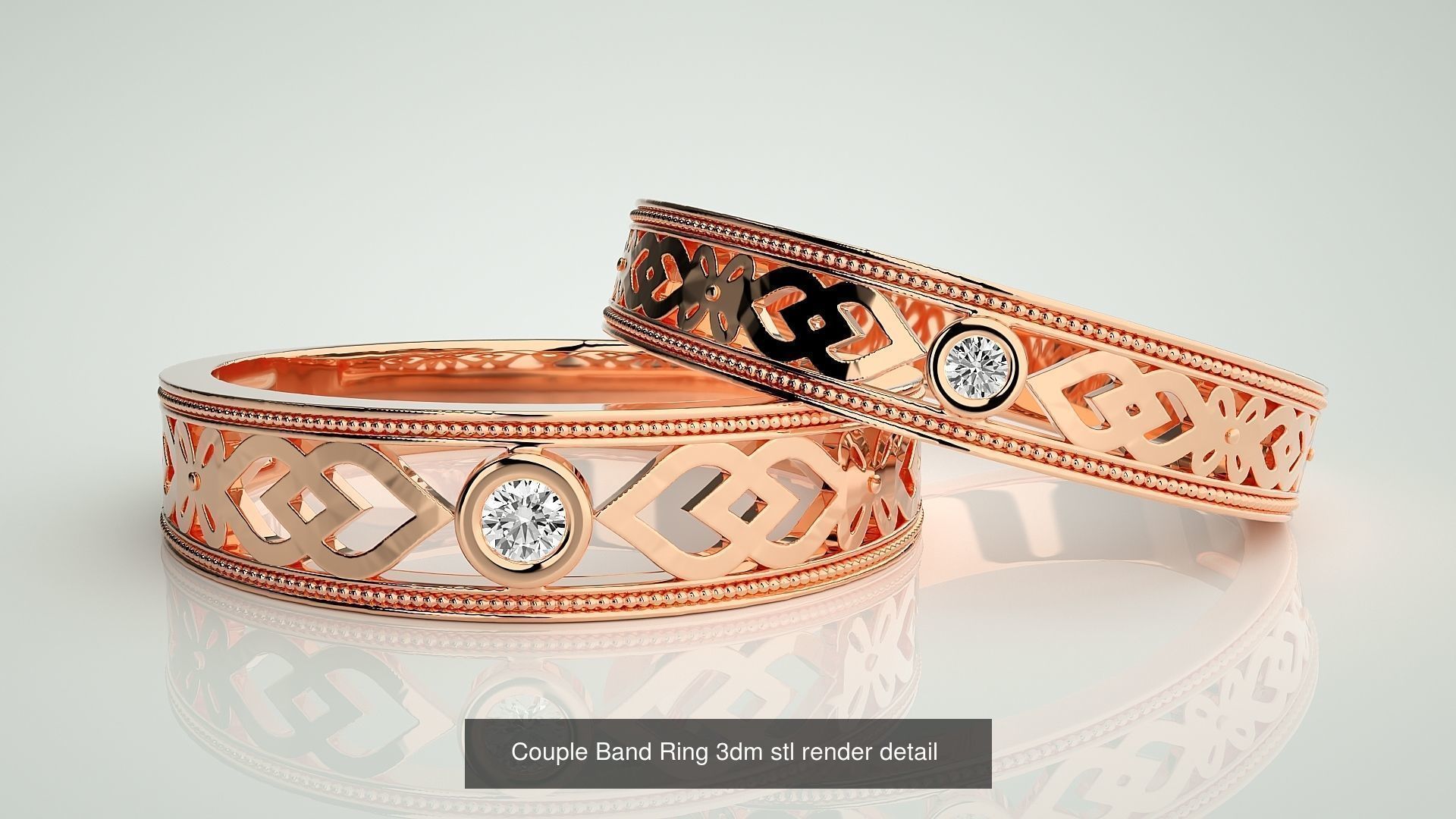 300 Couple Band Ring 3dm stl render detail Part-1 3D Model Collection_121