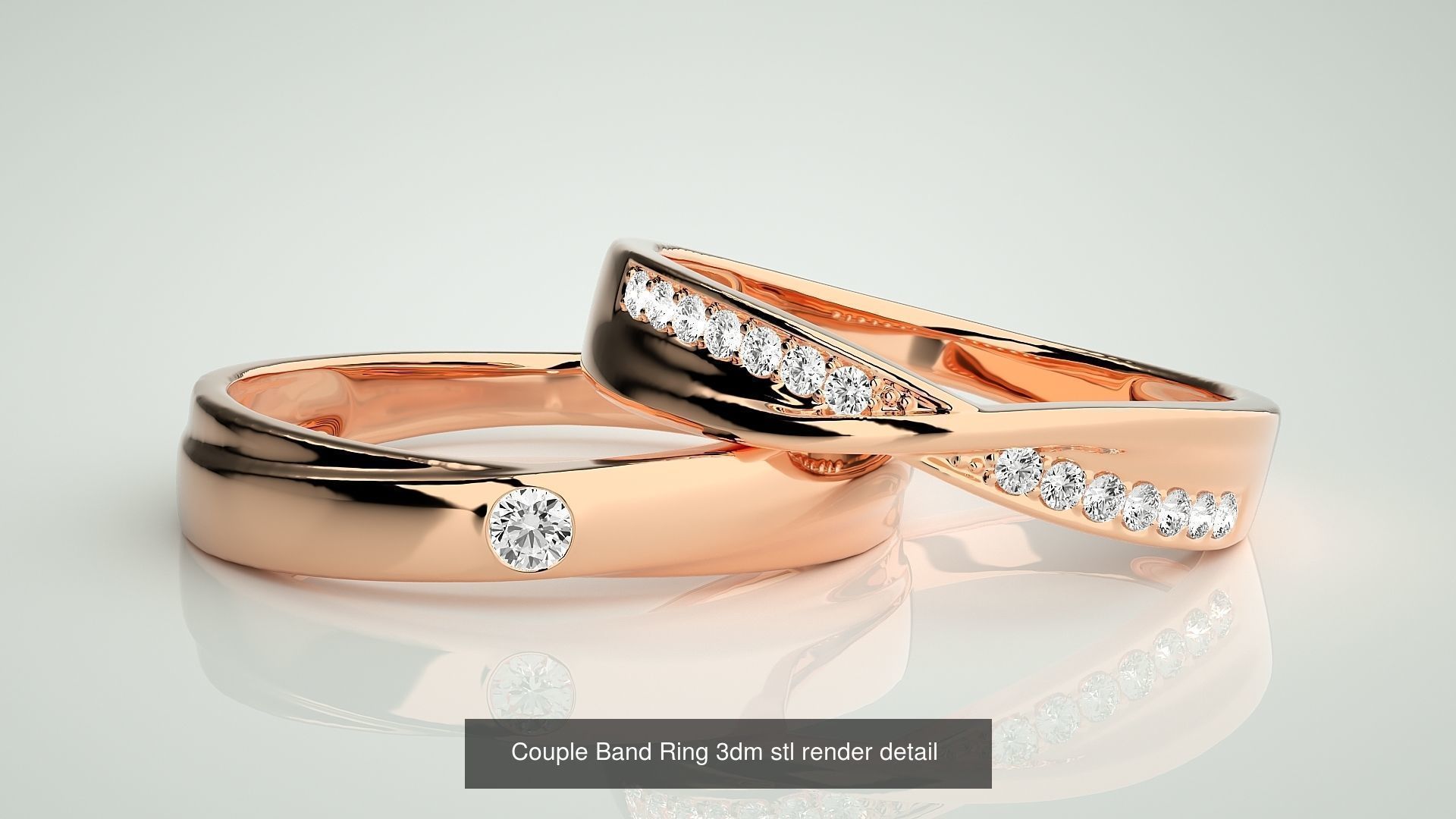 300 Couple Band Ring 3dm stl render detail Part-1 3D Model Collection_109