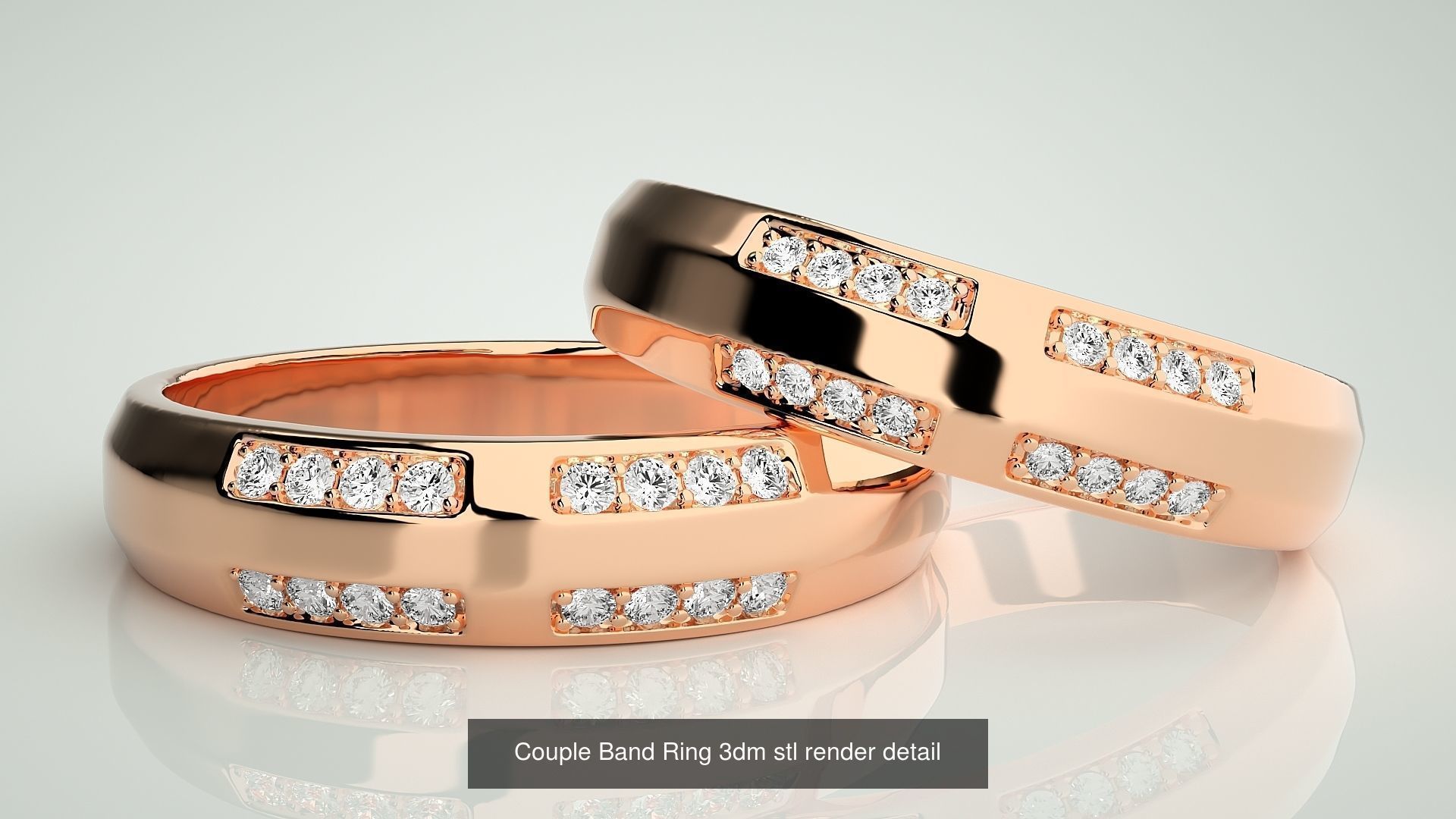 300 Couple Band Ring 3dm stl render detail Part-1 3D Model Collection_146