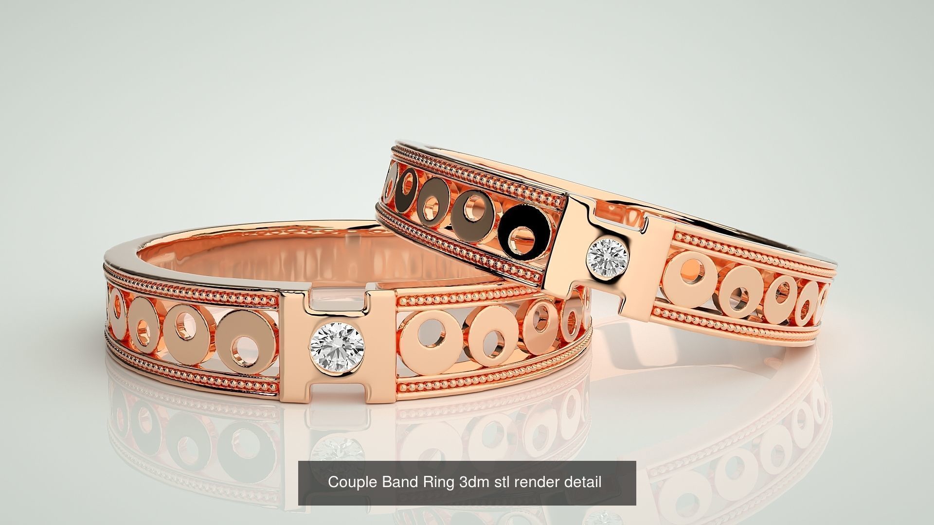 300 Couple Band Ring 3dm stl render detail Part-1 3D Model Collection_126