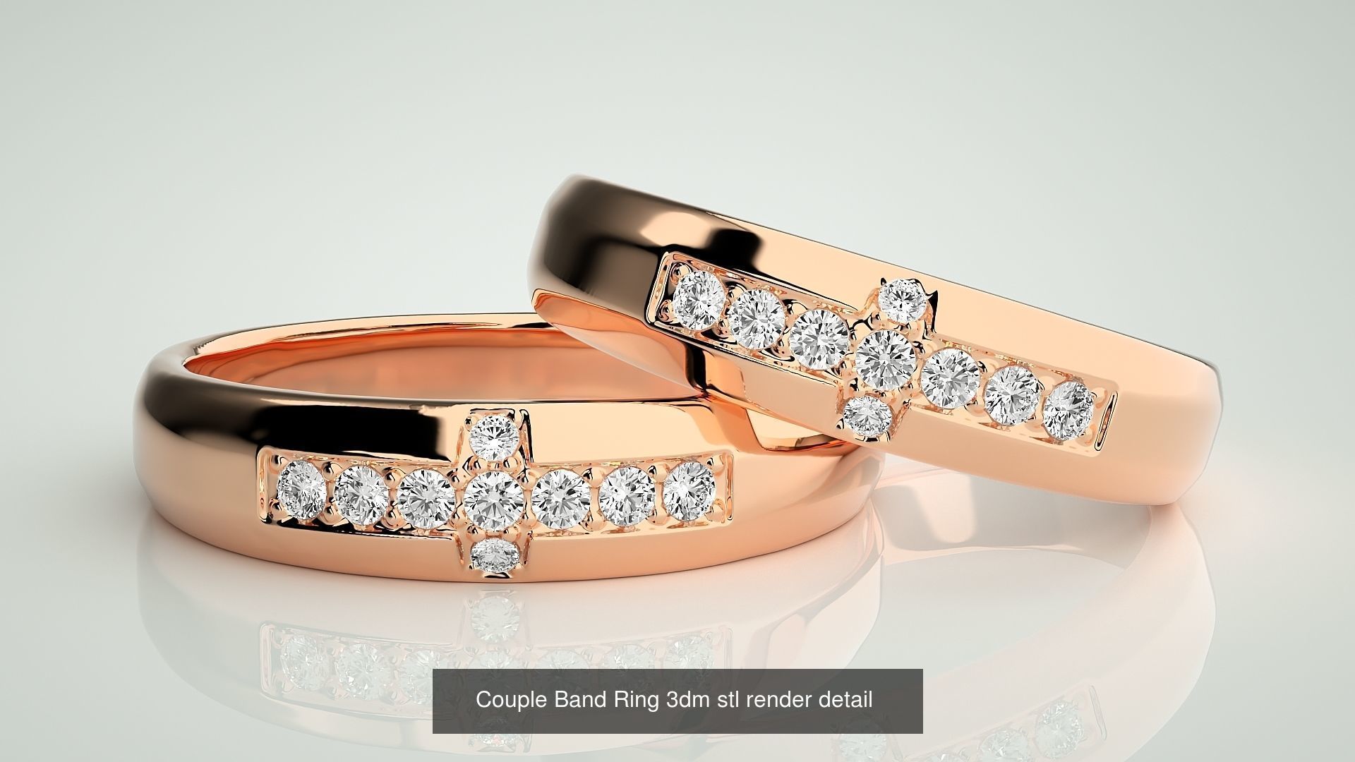 300 Couple Band Ring 3dm stl render detail Part-1 3D Model Collection_145