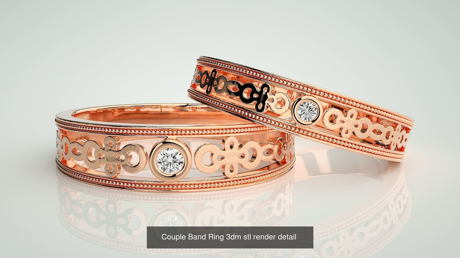 300 Couple Band Ring 3dm stl render detail Part-1 3D Model Collection_135