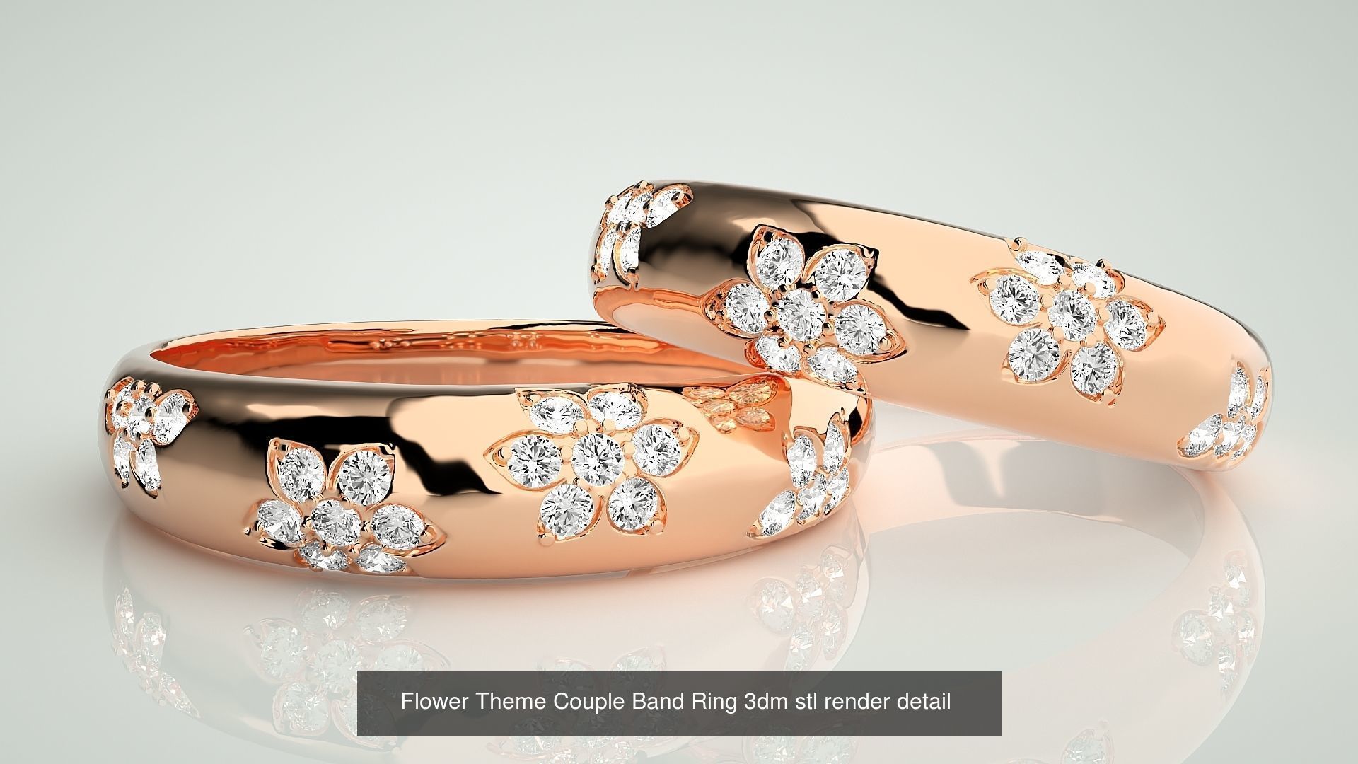 300 Couple Band Ring 3dm stl render detail Part-1 3D Model Collection_182